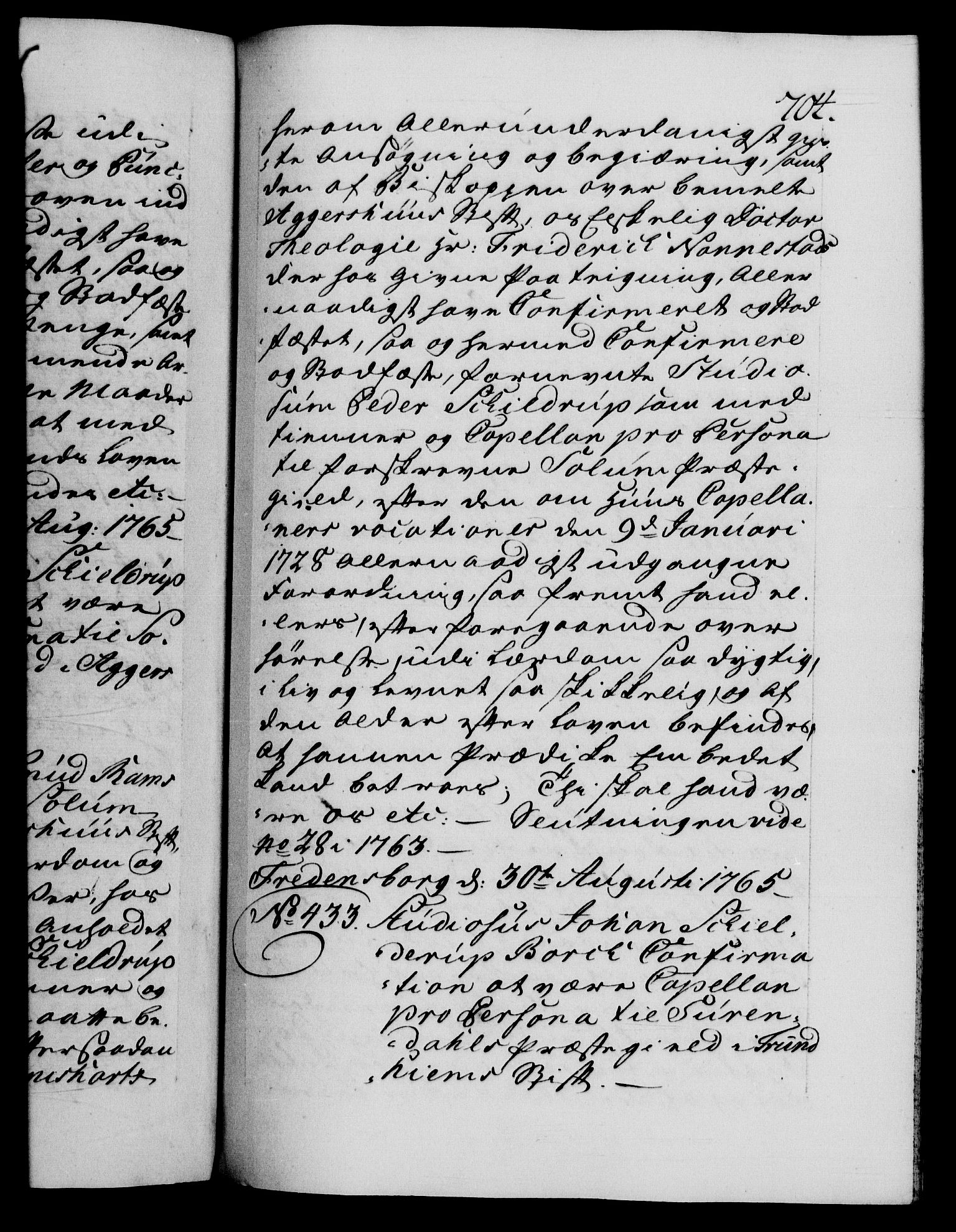 Danske Kanselli 1572-1799, RA/EA-3023/F/Fc/Fca/Fcaa/L0042: Norske registre, 1763-1766, p. 704a