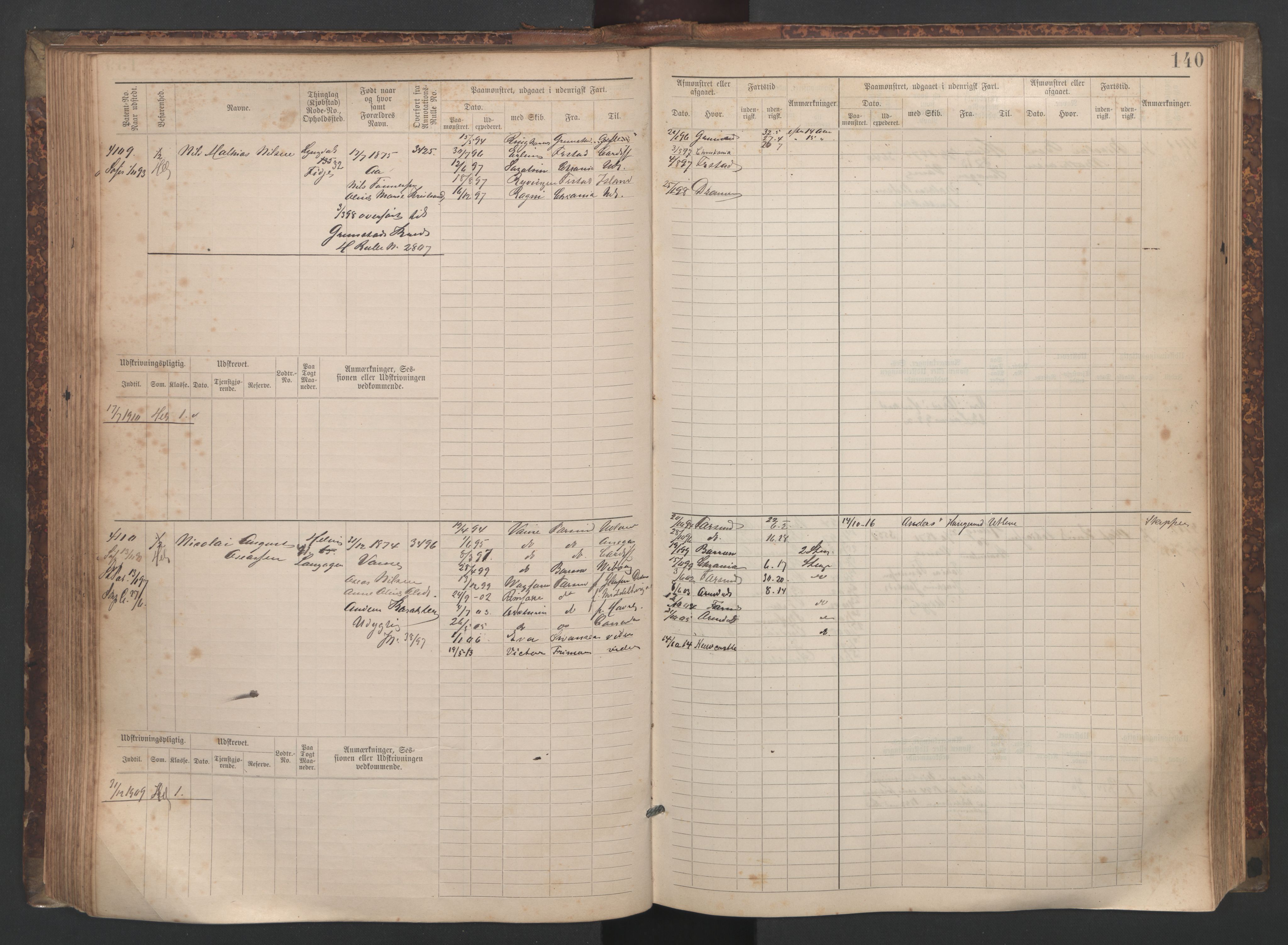 Farsund mønstringskrets, AV/SAK-2031-0017/F/Fb/L0020: Hovedrulle nr 3833-4506, Z-12, 1890-1930, p. 151