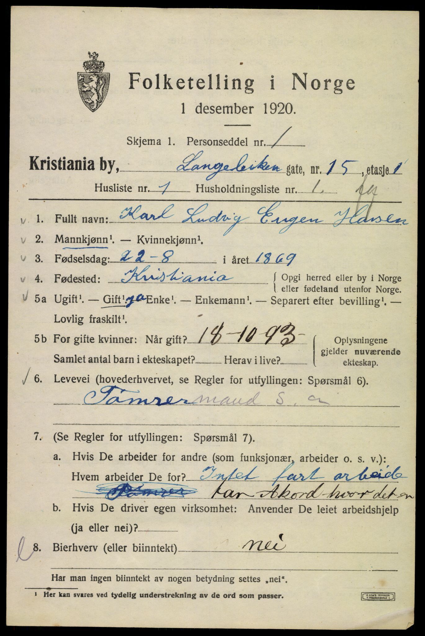 SAO, 1920 census for Kristiania, 1920, p. 361393