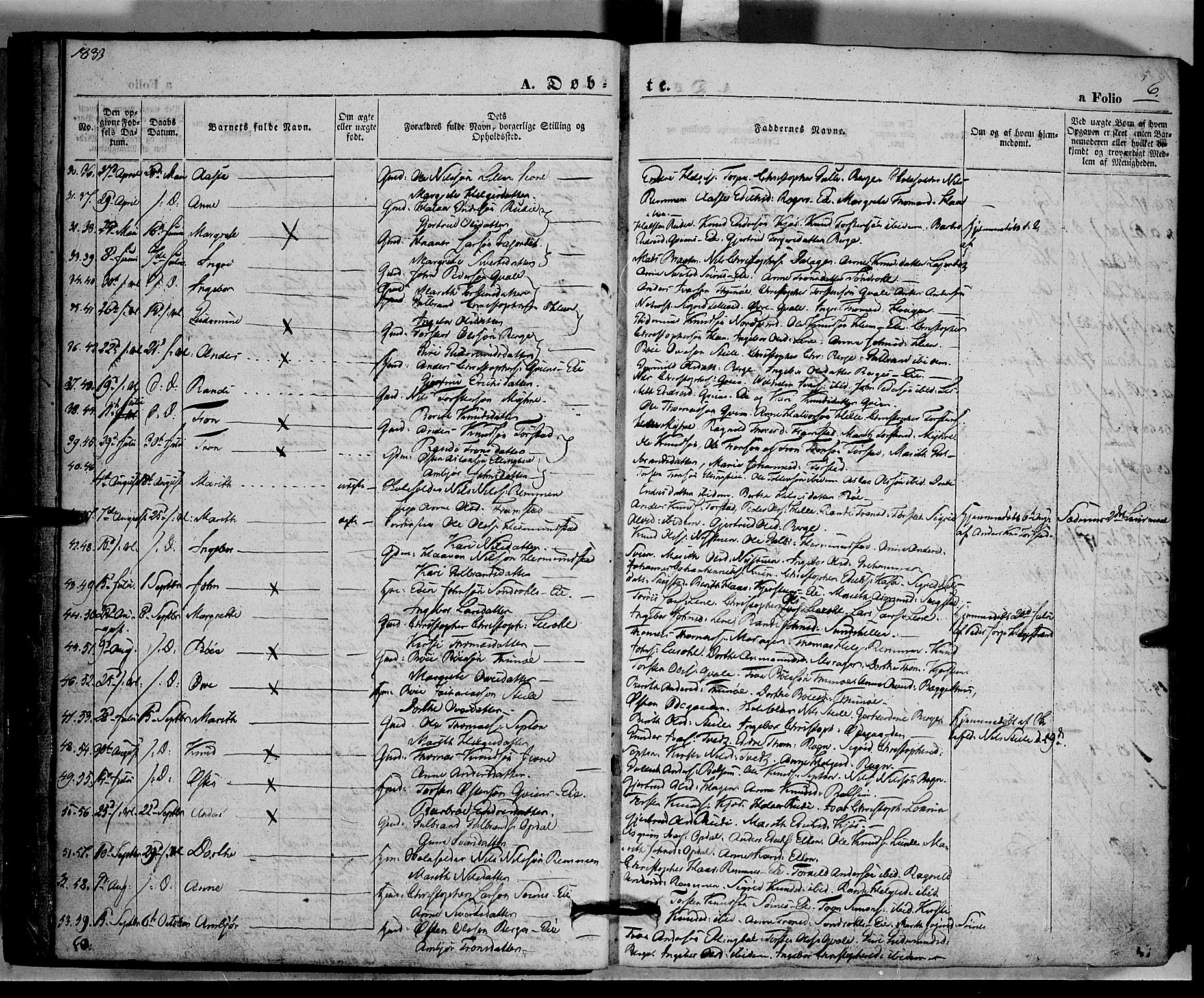 Vang prestekontor, Valdres, SAH/PREST-140/H/Ha/L0005: Parish register (official) no. 5, 1831-1845, p. 6