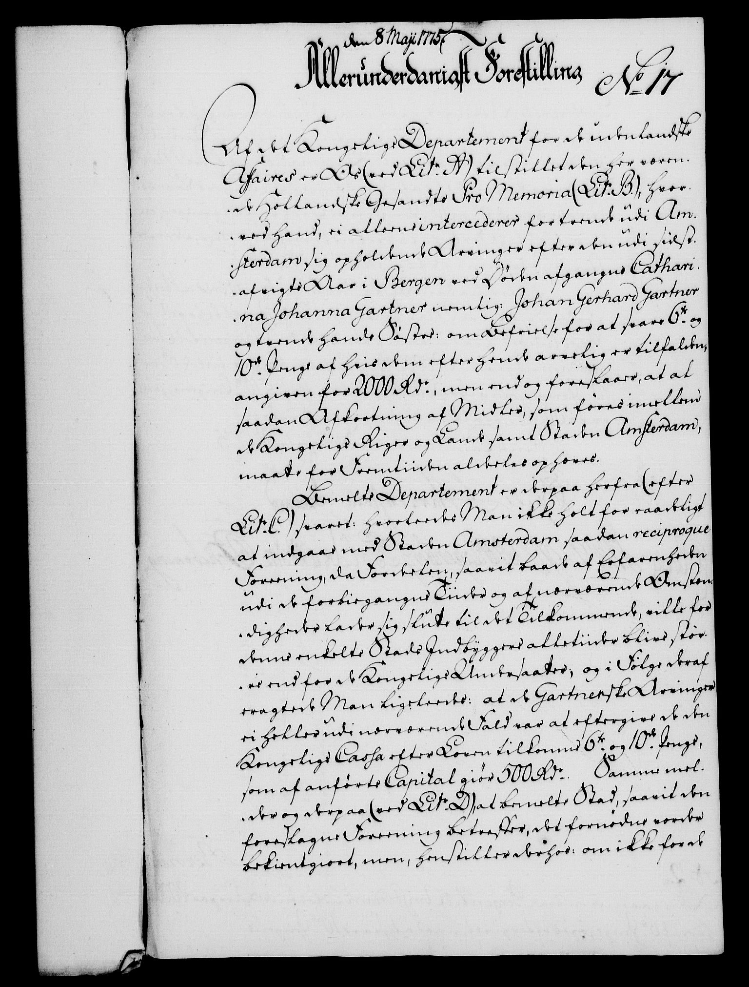 Rentekammeret, Kammerkanselliet, RA/EA-3111/G/Gf/Gfa/L0057: Norsk relasjons- og resolusjonsprotokoll (merket RK 52.57), 1775, p. 77