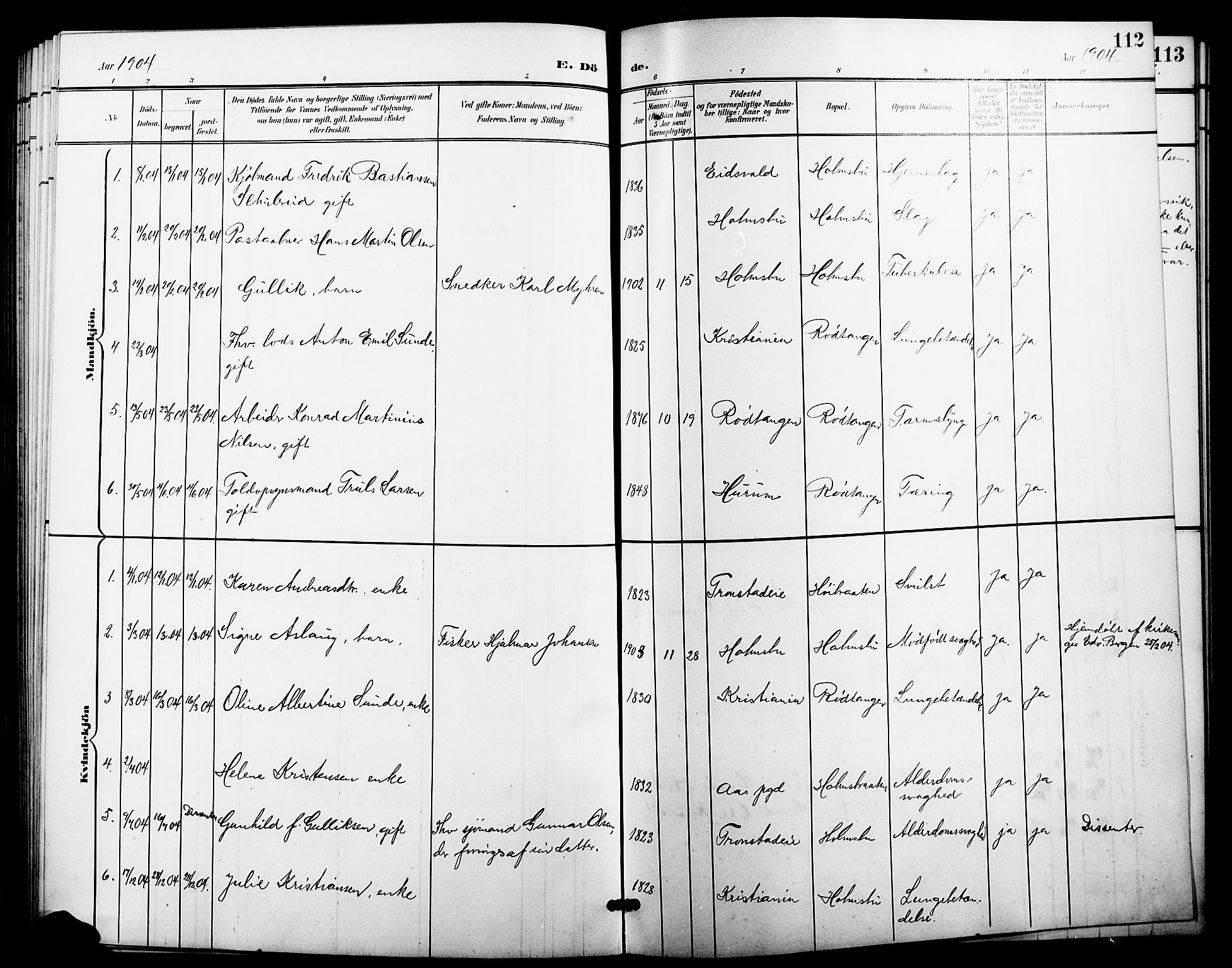 Hurum kirkebøker, SAKO/A-229/G/Gc/L0001: Parish register (copy) no. III 1, 1901-1925, p. 112