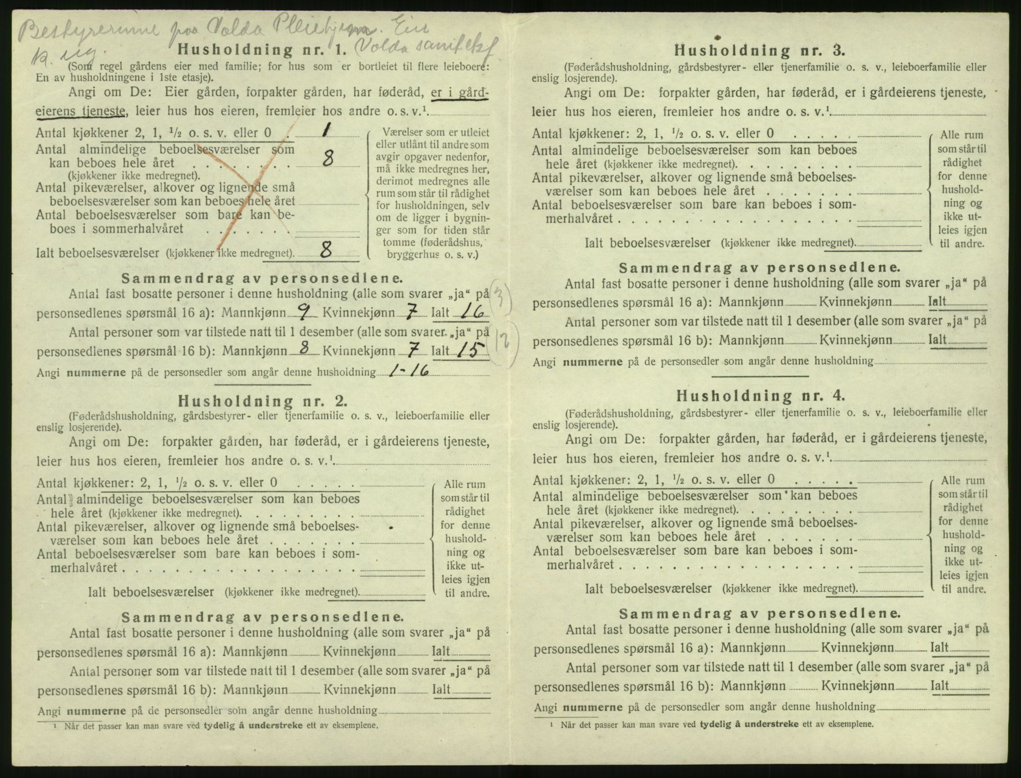 SAT, 1920 census for Volda, 1920, p. 273