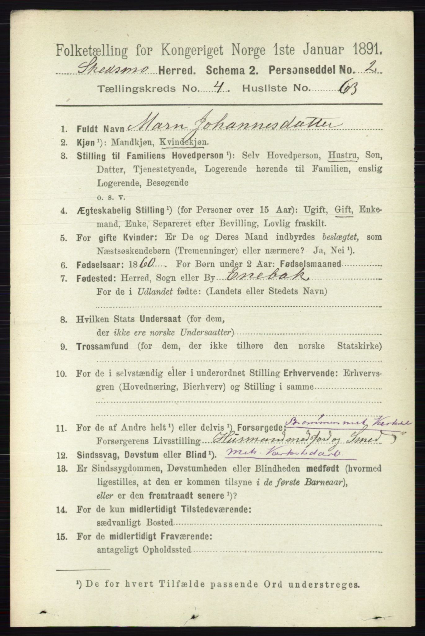 RA, 1891 census for 0231 Skedsmo, 1891, p. 2235