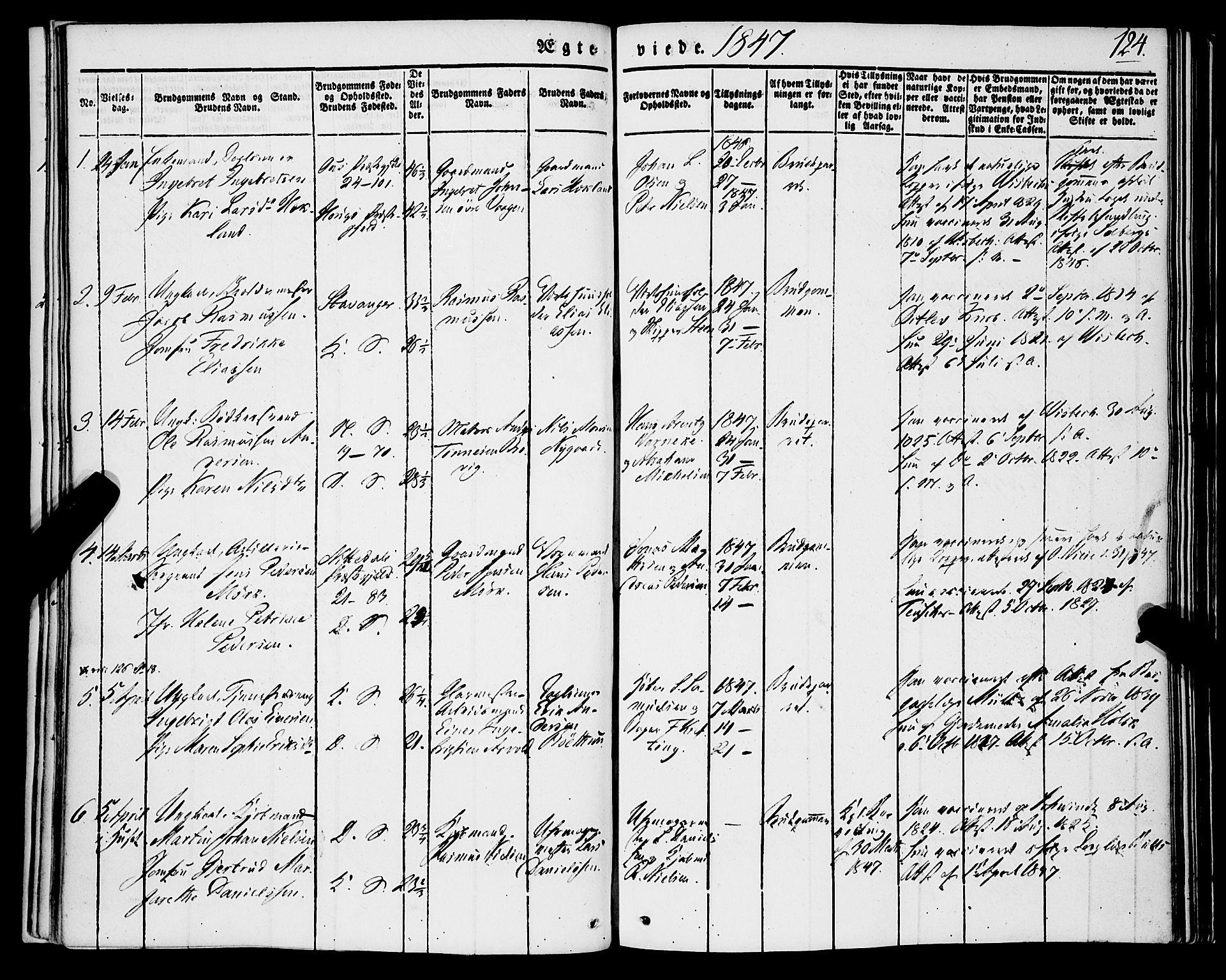 Korskirken sokneprestembete, SAB/A-76101/H/Haa/L0034: Parish register (official) no. D 1, 1832-1852, p. 124