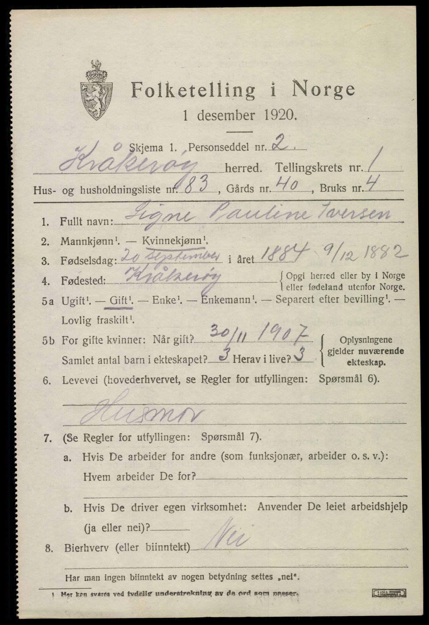 SAO, 1920 census for Kråkerøy, 1920, p. 2212