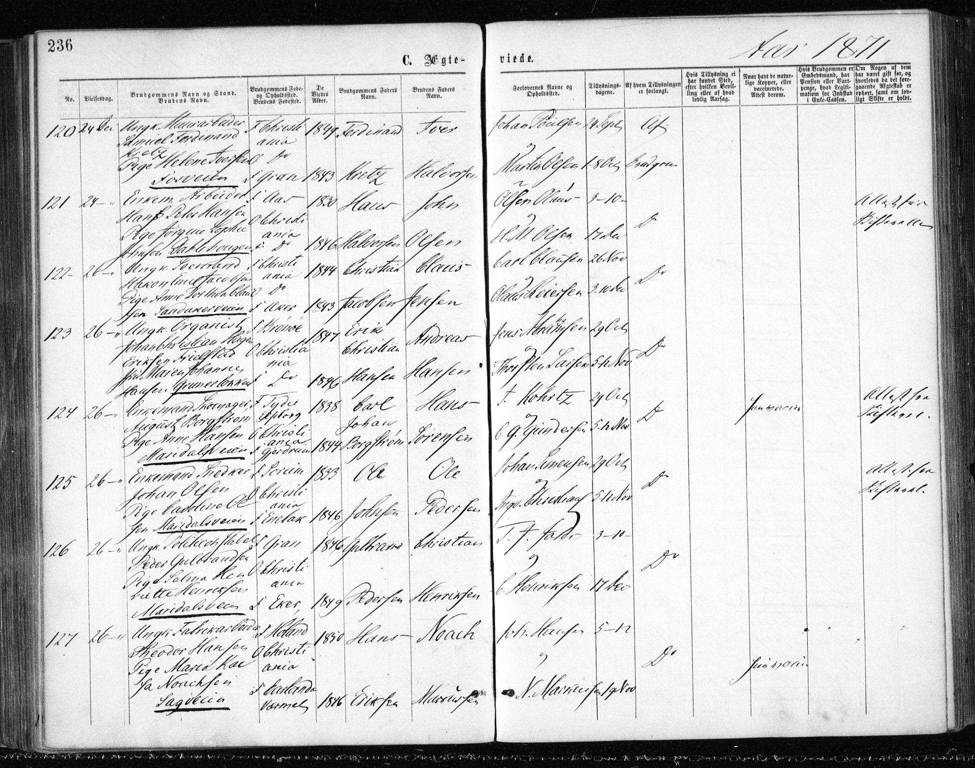 Gamle Aker prestekontor Kirkebøker, AV/SAO-A-10617a/F/L0003: Parish register (official) no. 3, 1865-1873, p. 236