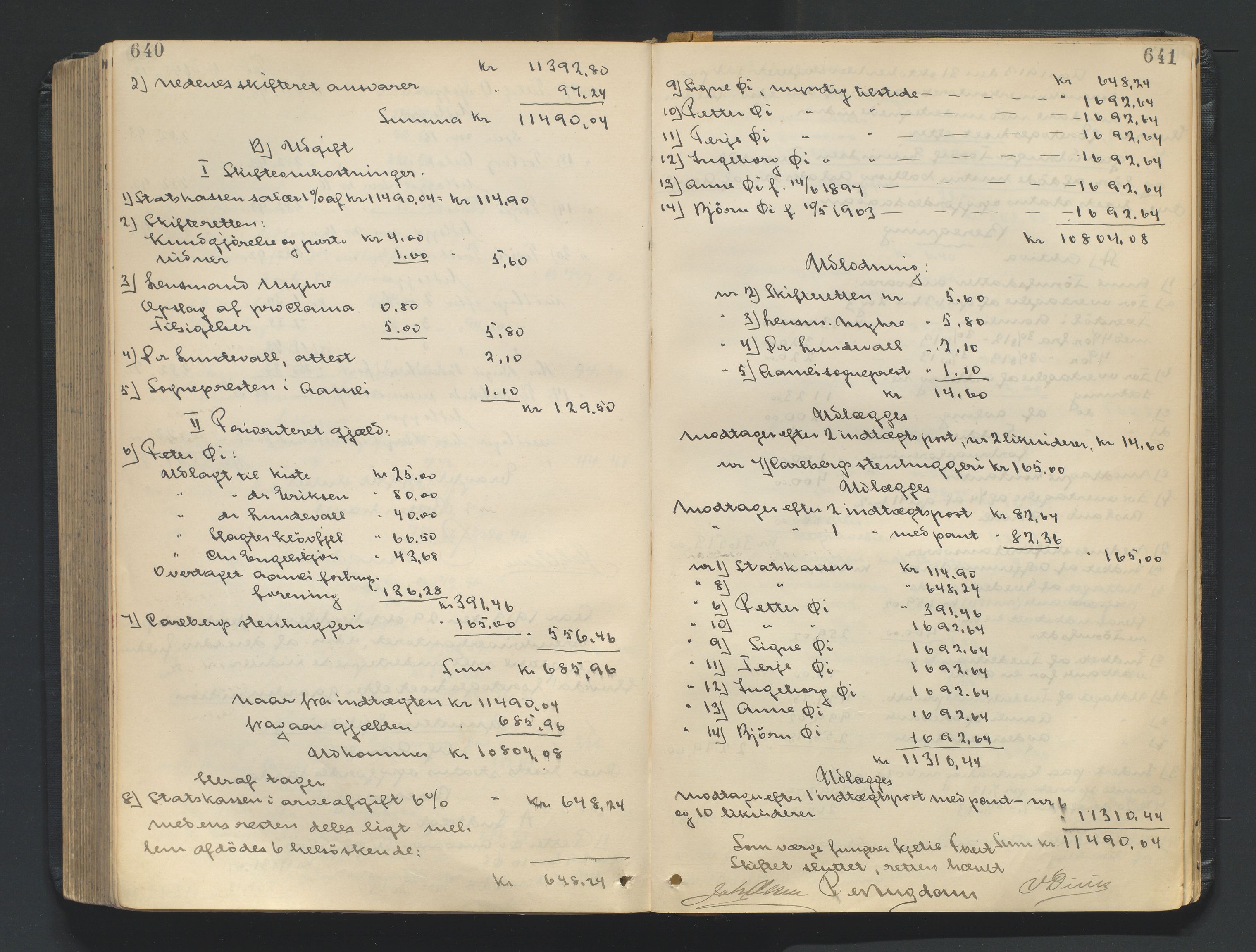 Nedenes sorenskriveri, AV/SAK-1221-0006/H/Hc/L0020: Skifteutlodningsprotokoll nr 6 med register, 1904-1913, p. 640-641