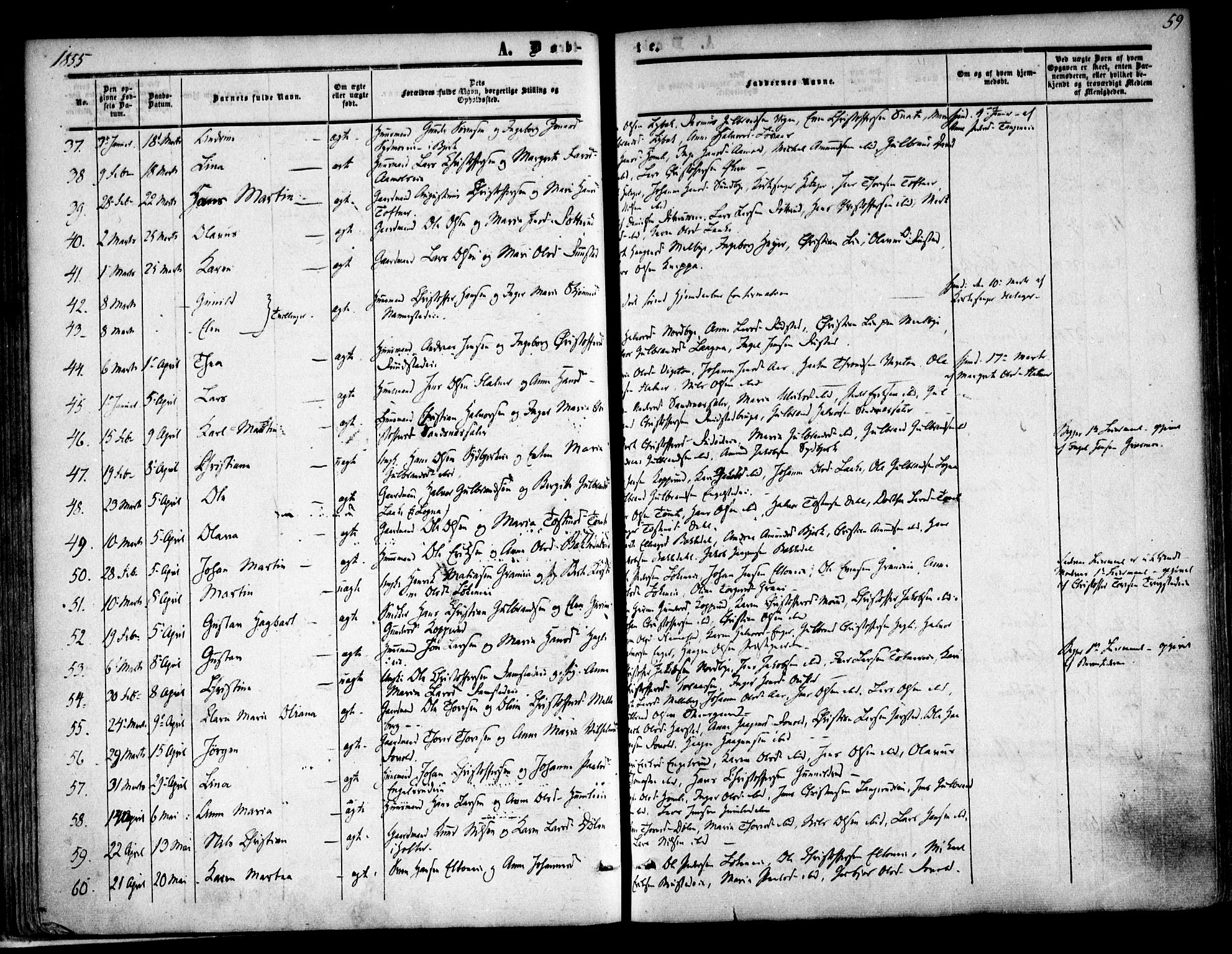 Nannestad prestekontor Kirkebøker, AV/SAO-A-10414a/F/Fa/L0011: Parish register (official) no. I 11, 1850-1859, p. 59