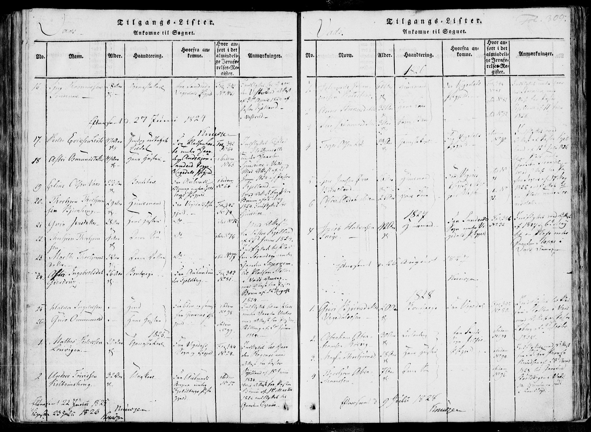 Skjold sokneprestkontor, SAST/A-101847/H/Ha/Haa/L0004: Parish register (official) no. A 4 /2, 1815-1830, p. 309