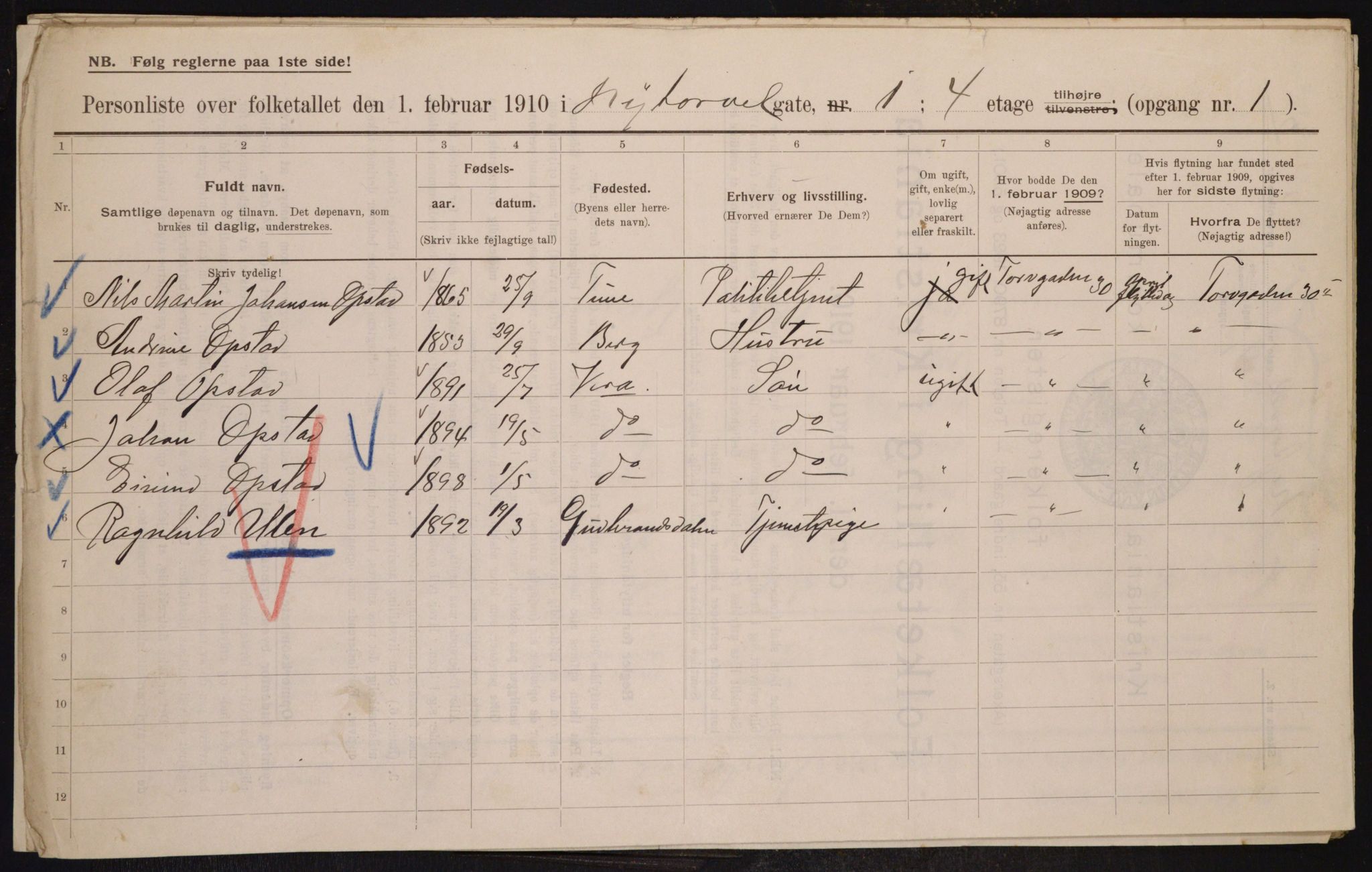 OBA, Municipal Census 1910 for Kristiania, 1910, p. 71480