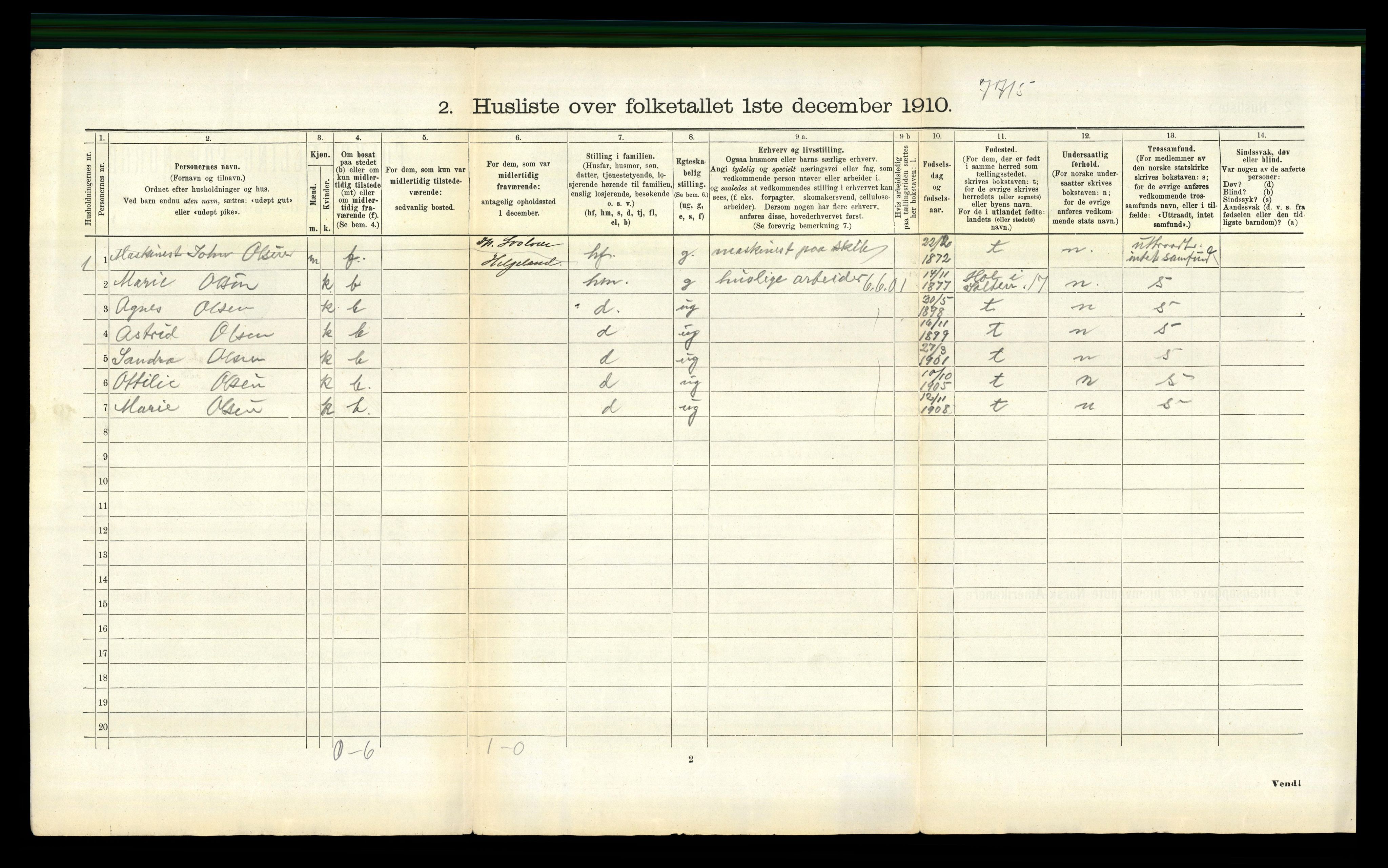 RA, 1910 census for Vågan, 1910, p. 758