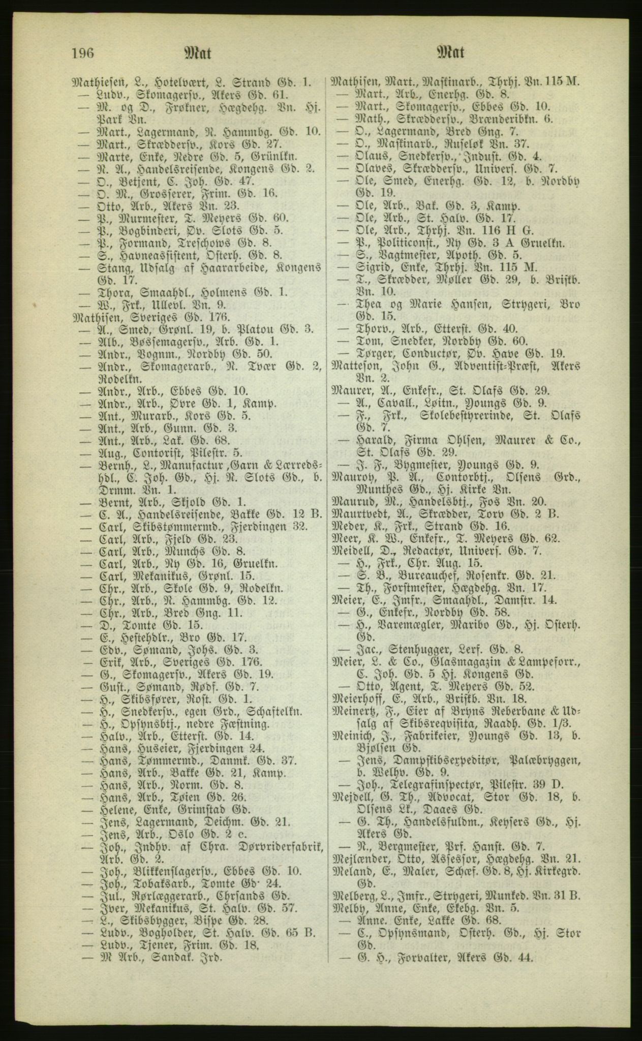 Kristiania/Oslo adressebok, PUBL/-, 1880, p. 196