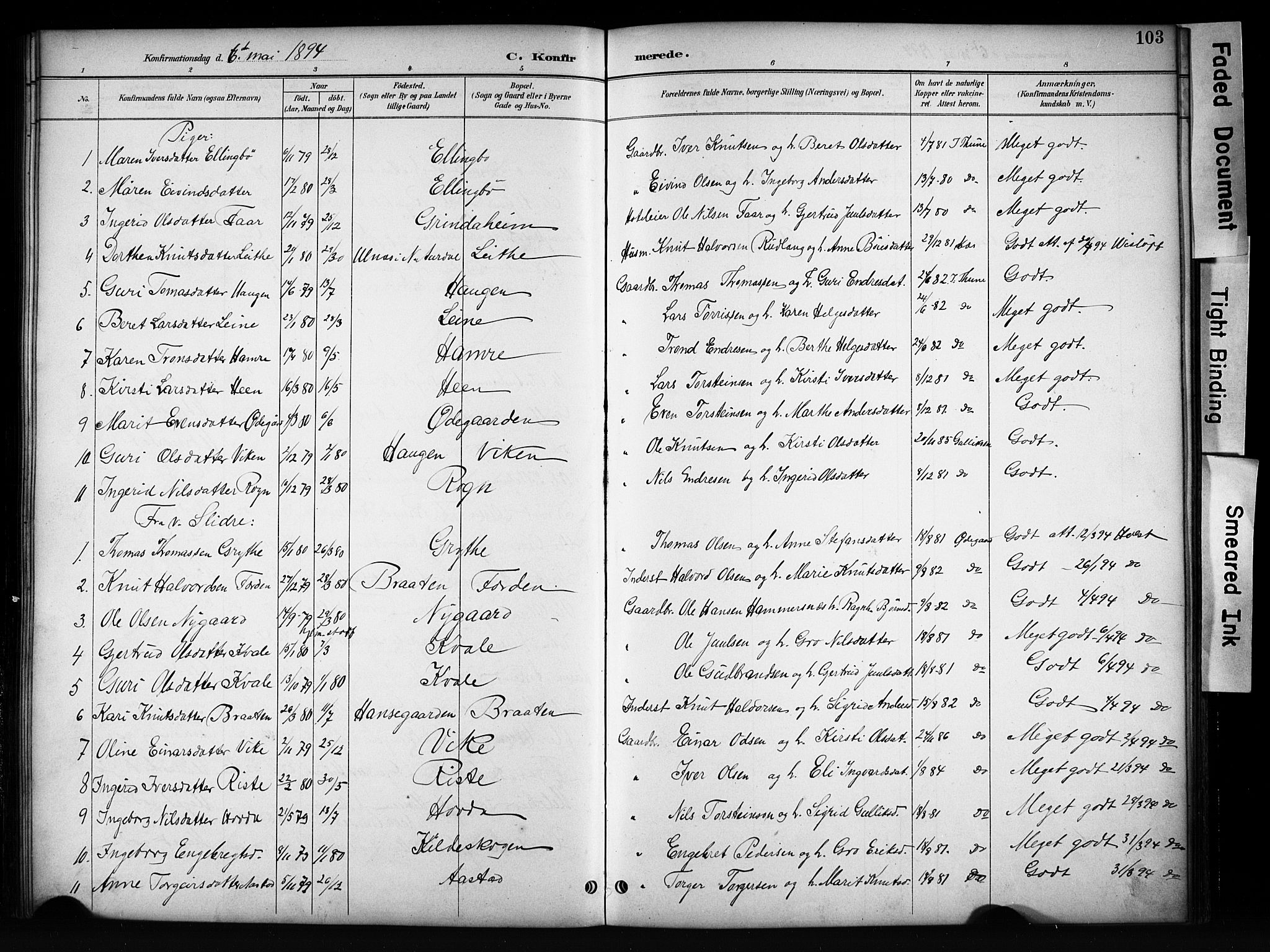Vang prestekontor, Valdres, SAH/PREST-140/H/Hb/L0006: Parish register (copy) no. 6, 1893-1918, p. 103