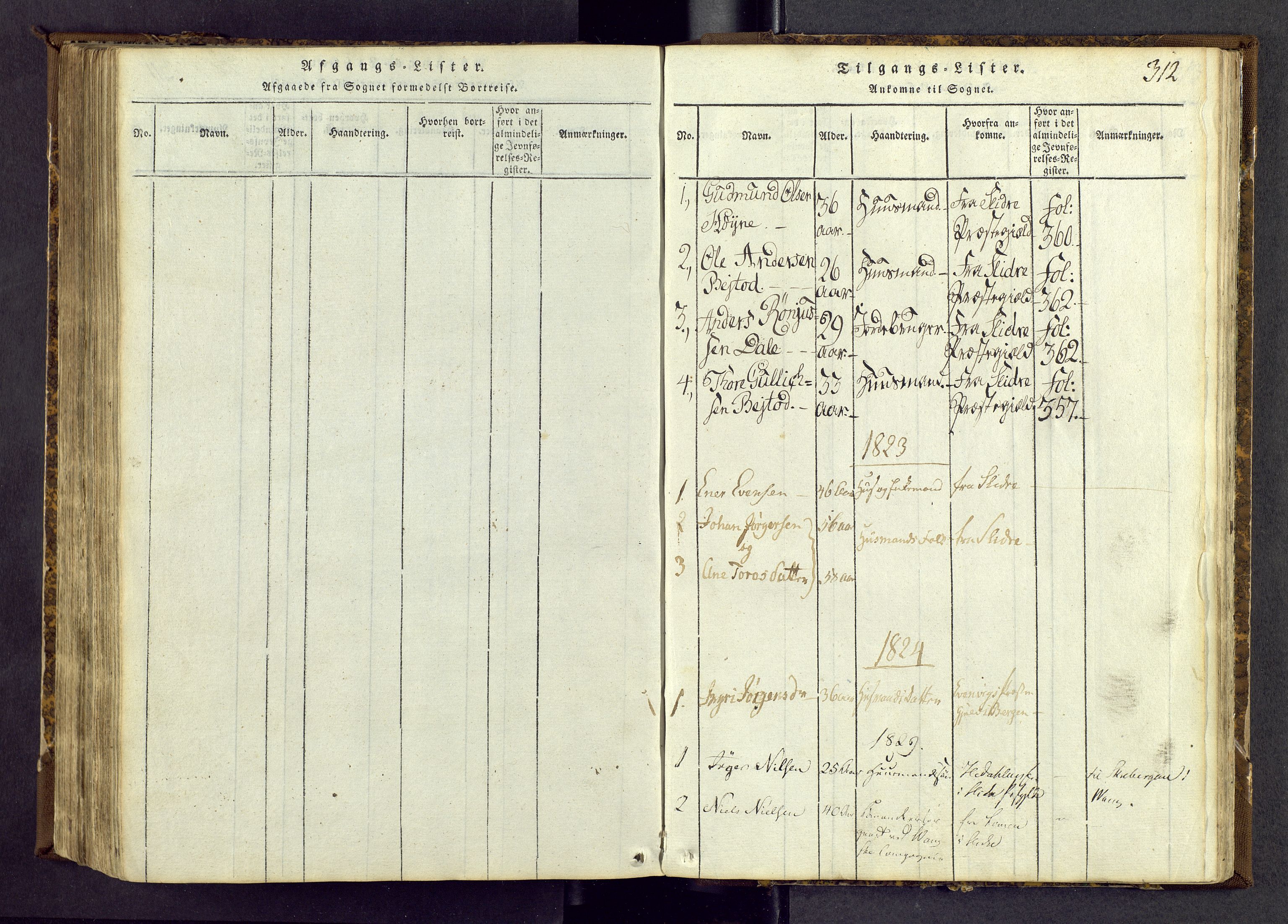 Vang prestekontor, Valdres, SAH/PREST-140/H/Ha/L0004: Parish register (official) no. 4, 1814-1831, p. 312