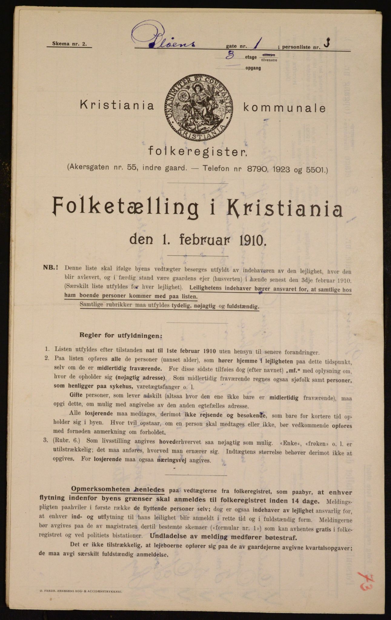 OBA, Municipal Census 1910 for Kristiania, 1910, p. 77613