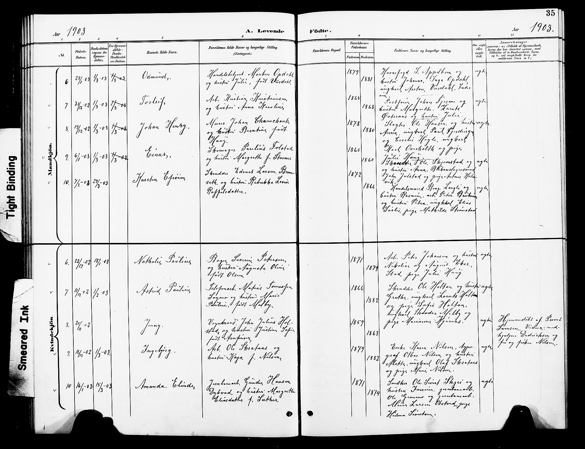 Ministerialprotokoller, klokkerbøker og fødselsregistre - Nord-Trøndelag, AV/SAT-A-1458/739/L0375: Parish register (copy) no. 739C03, 1898-1908, p. 35