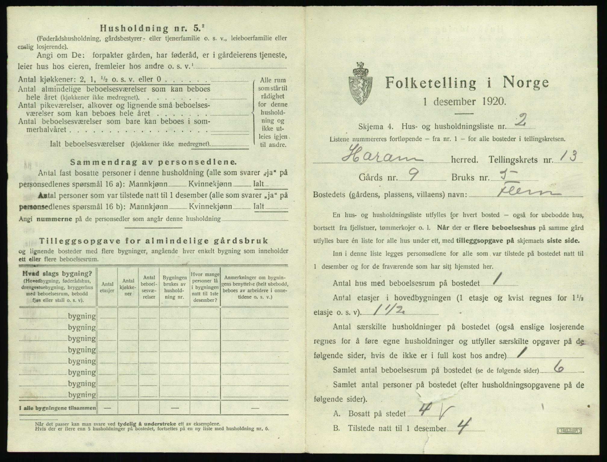 SAT, 1920 census for Haram, 1920, p. 855