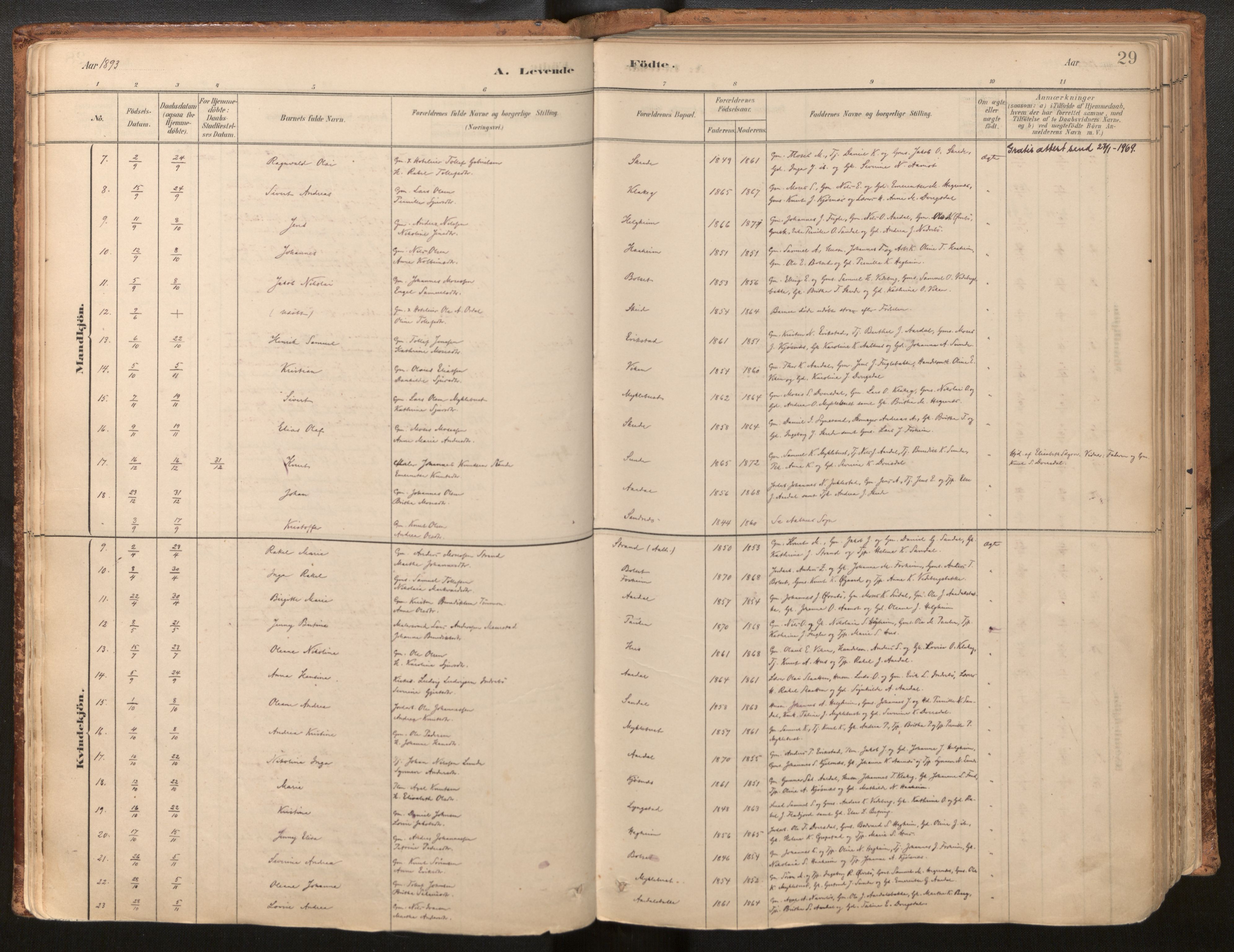 Jølster sokneprestembete, SAB/A-80701/H/Haa/Haac/L0001: Parish register (official) no. C 1, 1882-1928, p. 29