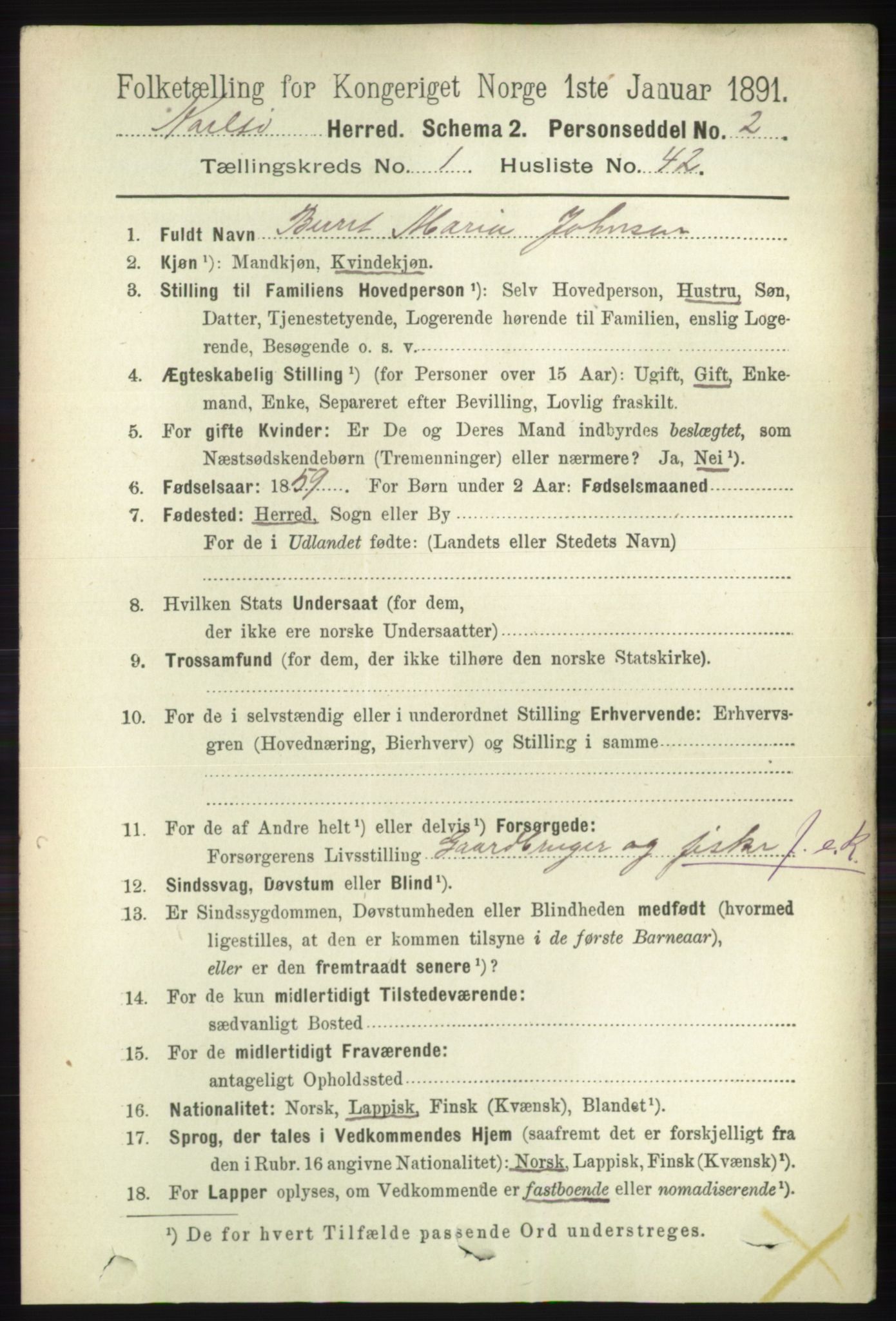 RA, 1891 census for 1936 Karlsøy, 1891, p. 368