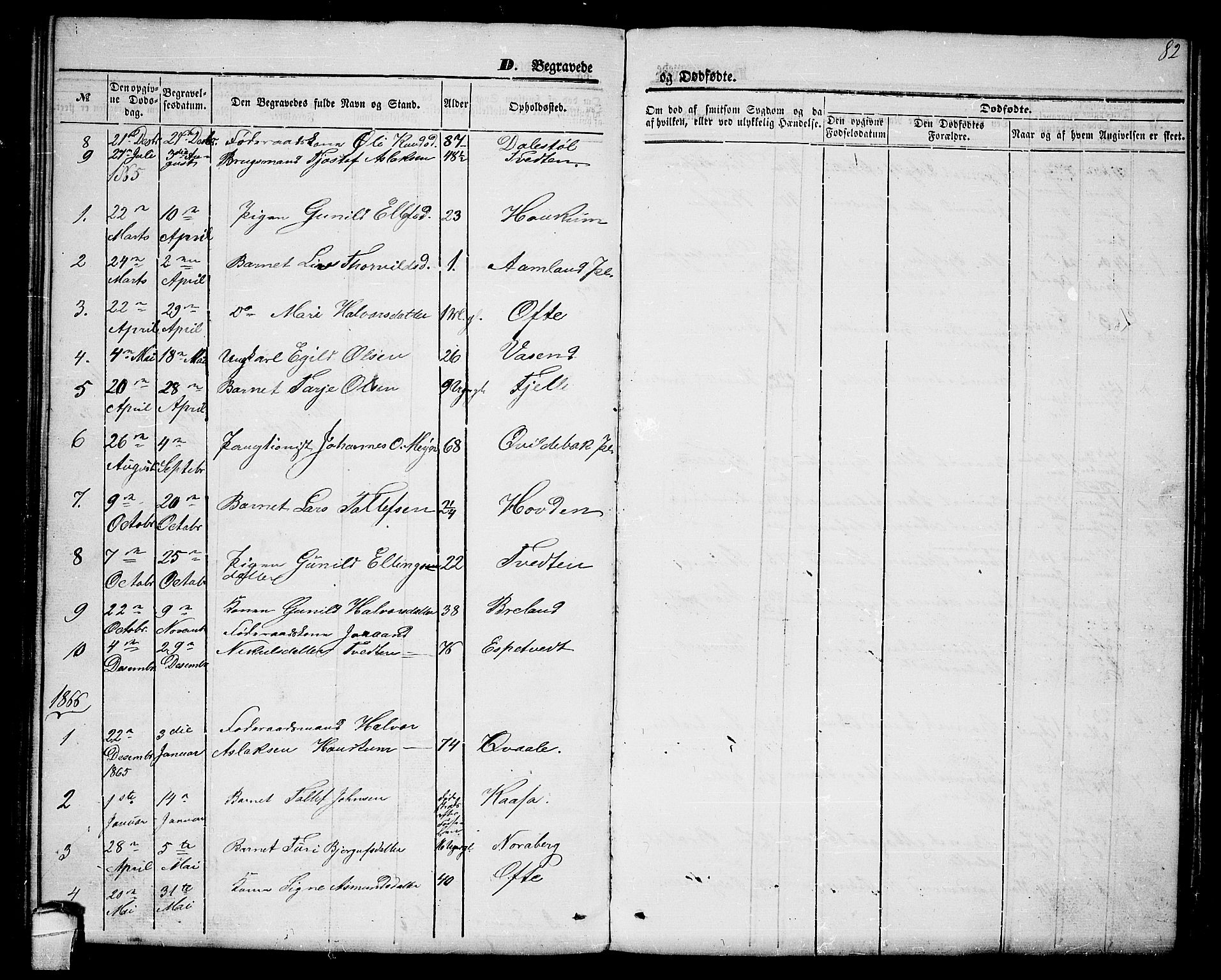 Lårdal kirkebøker, SAKO/A-284/G/Gc/L0002: Parish register (copy) no. III 2, 1852-1877, p. 82