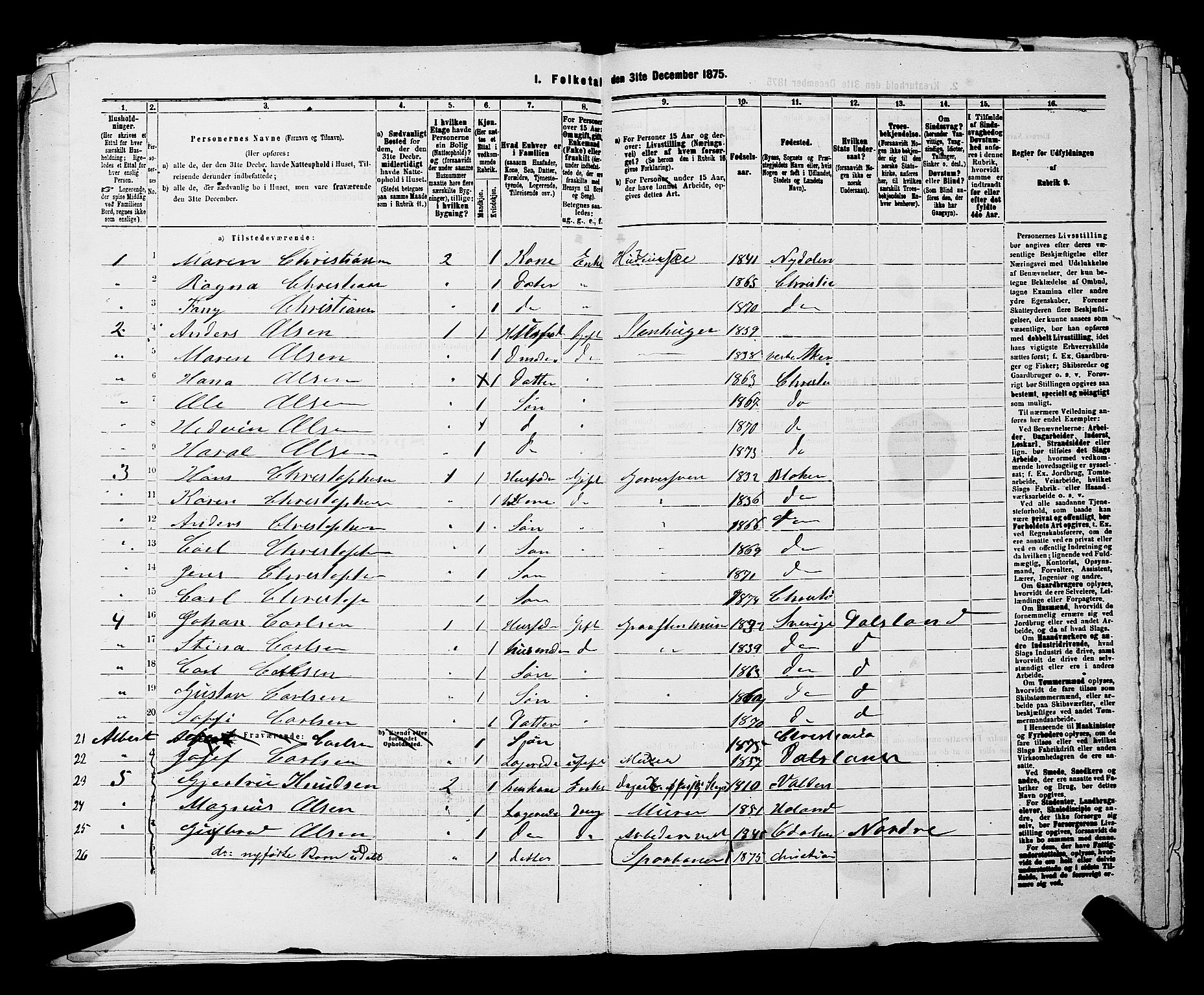 RA, 1875 census for 0301 Kristiania, 1875, p. 5711