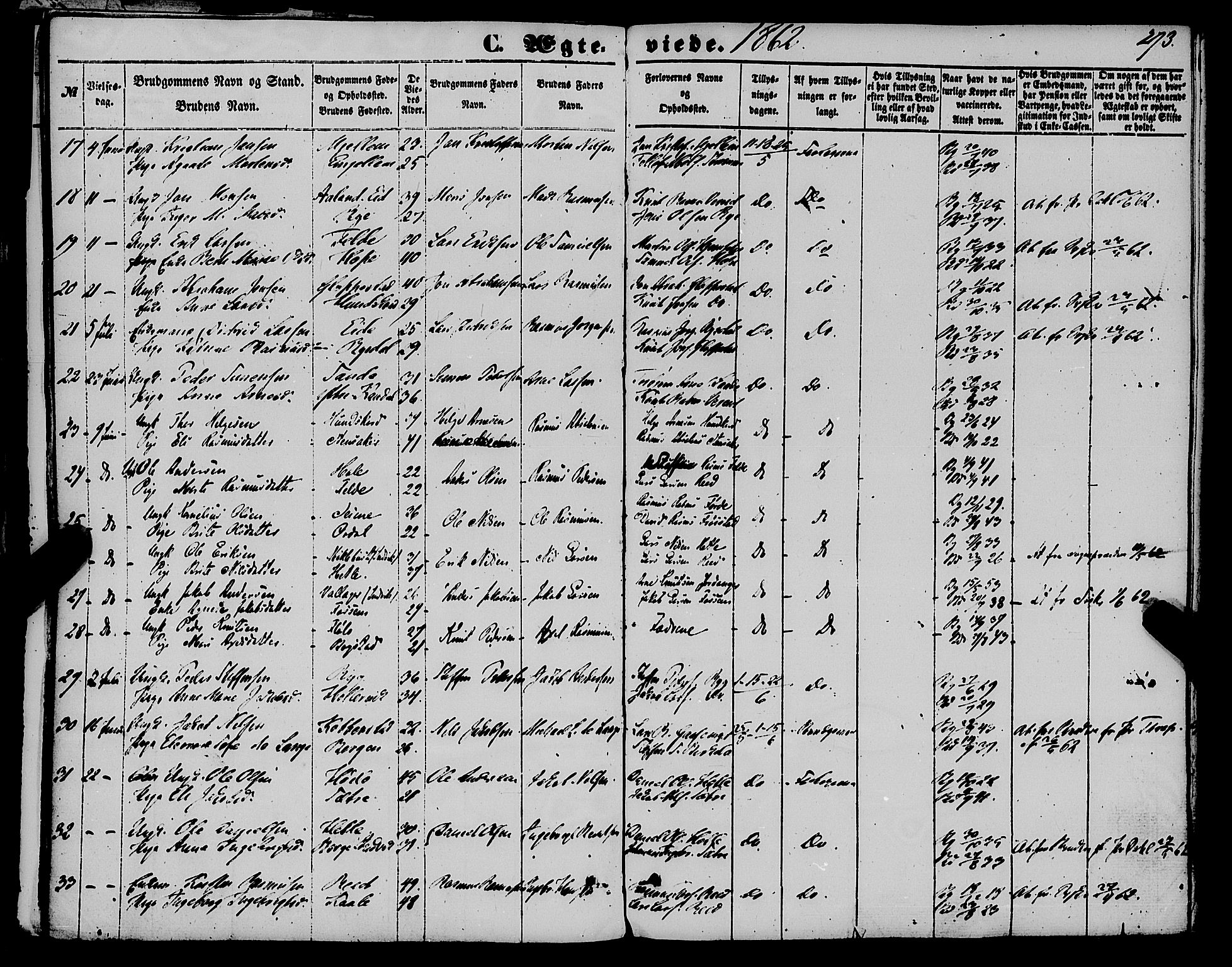 Gloppen sokneprestembete, SAB/A-80101/H/Haa/Haaa/L0009: Parish register (official) no. A 9, 1855-1870, p. 273