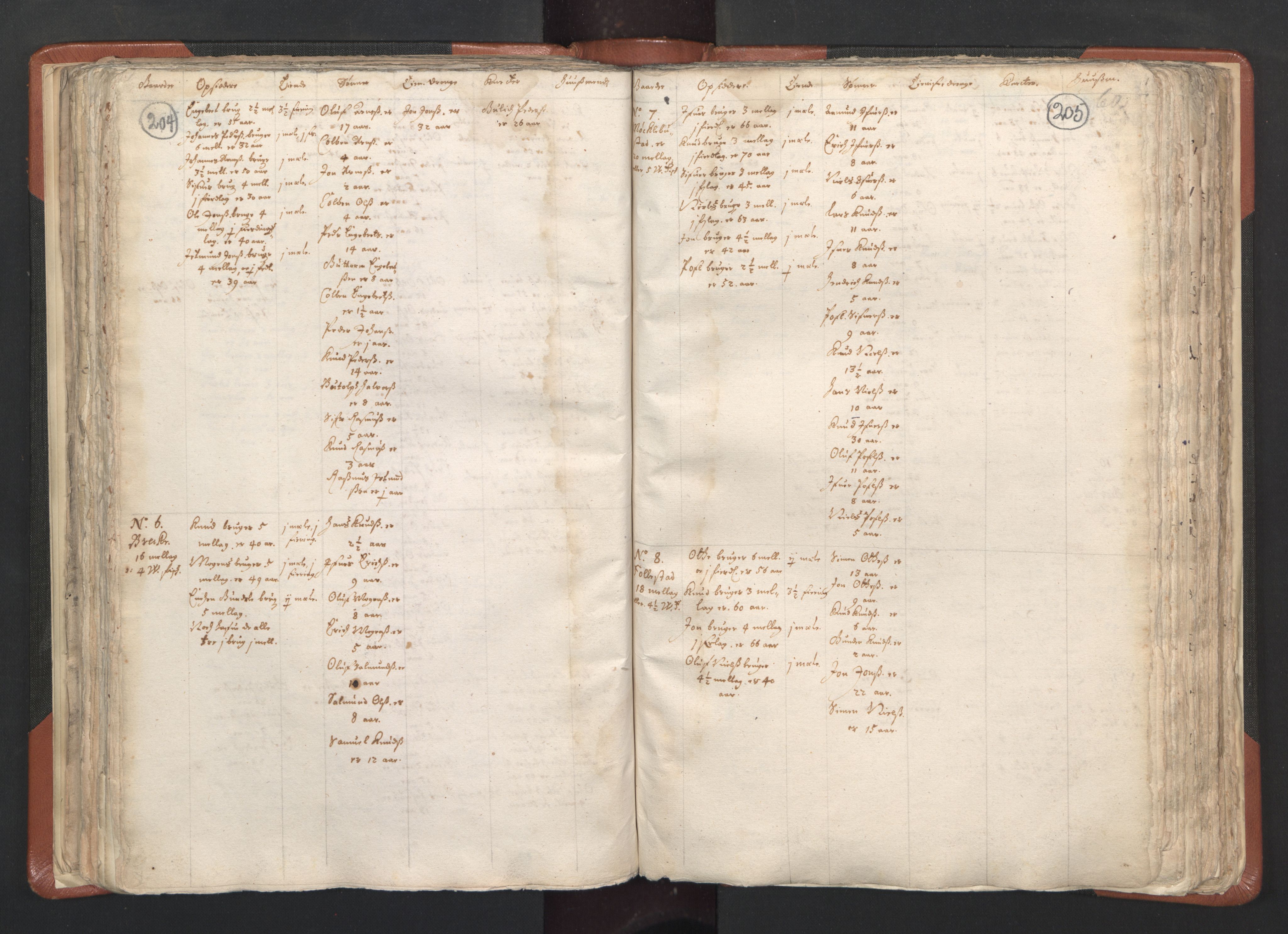 RA, Vicar's Census 1664-1666, no. 26: Sunnmøre deanery, 1664-1666, p. 204-205