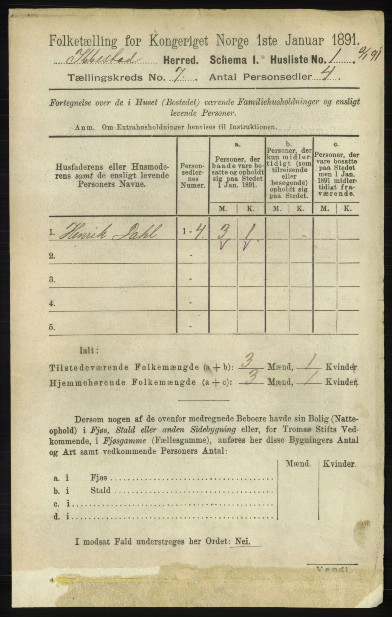 RA, 1891 census for 1917 Ibestad, 1891, p. 4048