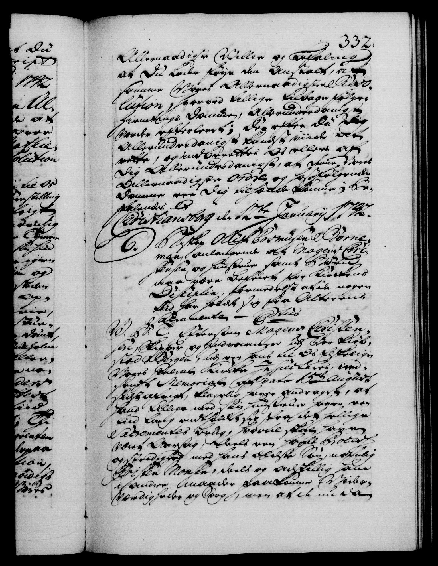 Danske Kanselli 1572-1799, RA/EA-3023/F/Fc/Fca/Fcab/L0029: Norske tegnelser, 1741-1743, p. 332a