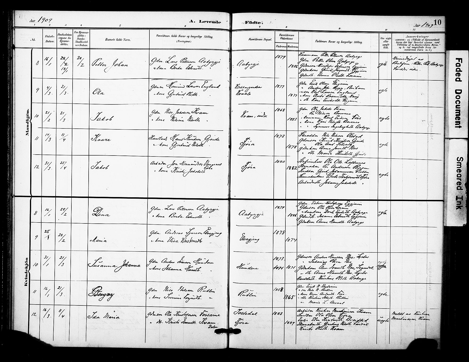 Sogndal sokneprestembete, AV/SAB-A-81301/H/Hab/Haba/L0002: Parish register (copy) no. A 2, 1908-1924, p. 10