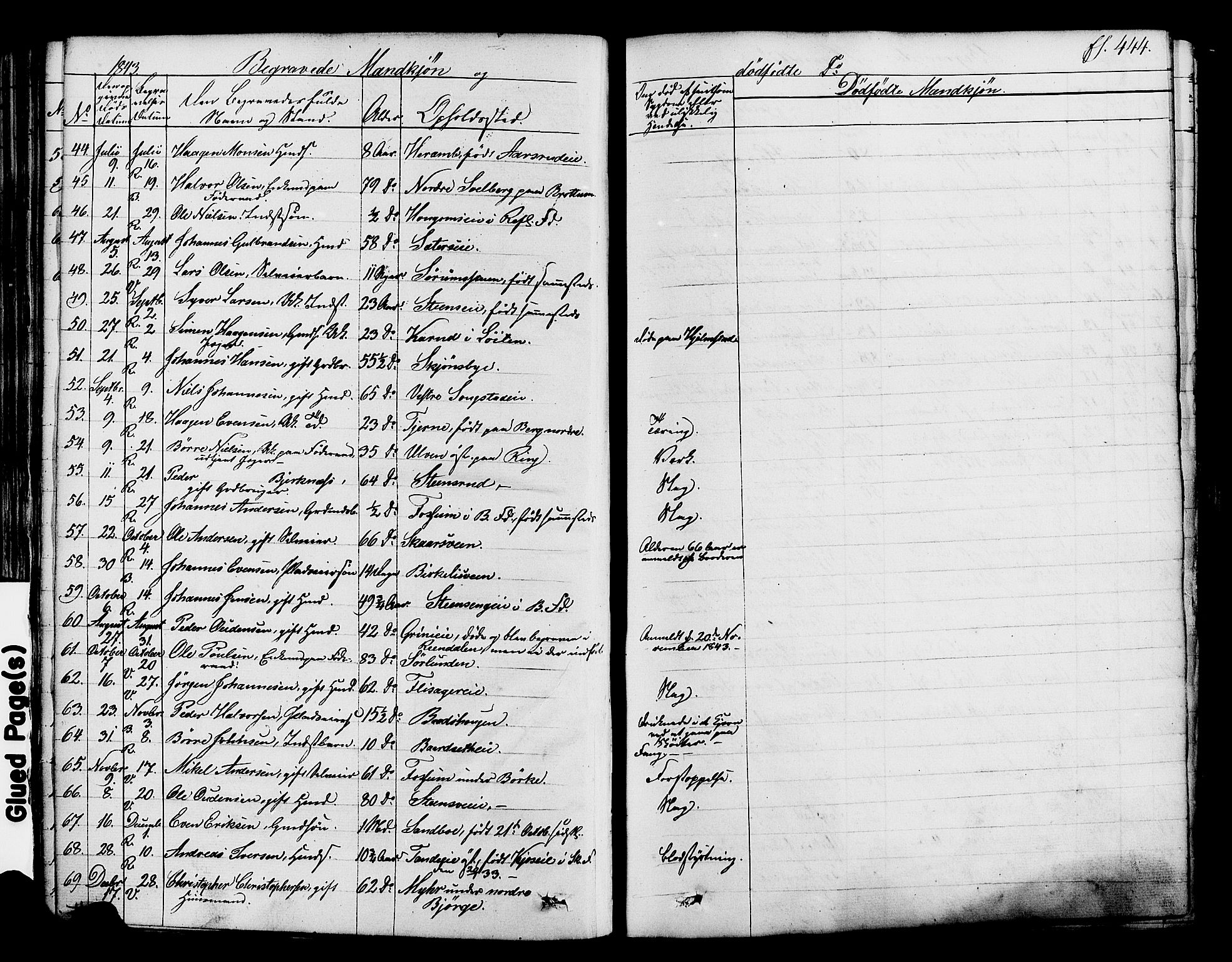 Ringsaker prestekontor, AV/SAH-PREST-014/K/Ka/L0008: Parish register (official) no. 8, 1837-1850, p. 444