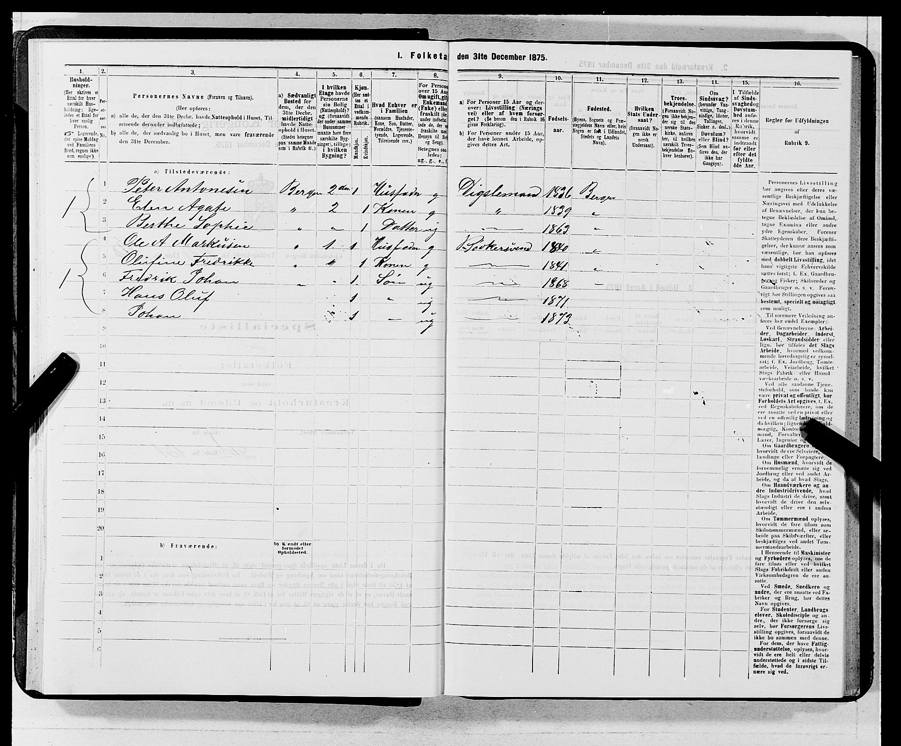 SAB, 1875 census for 1301 Bergen, 1875, p. 5967