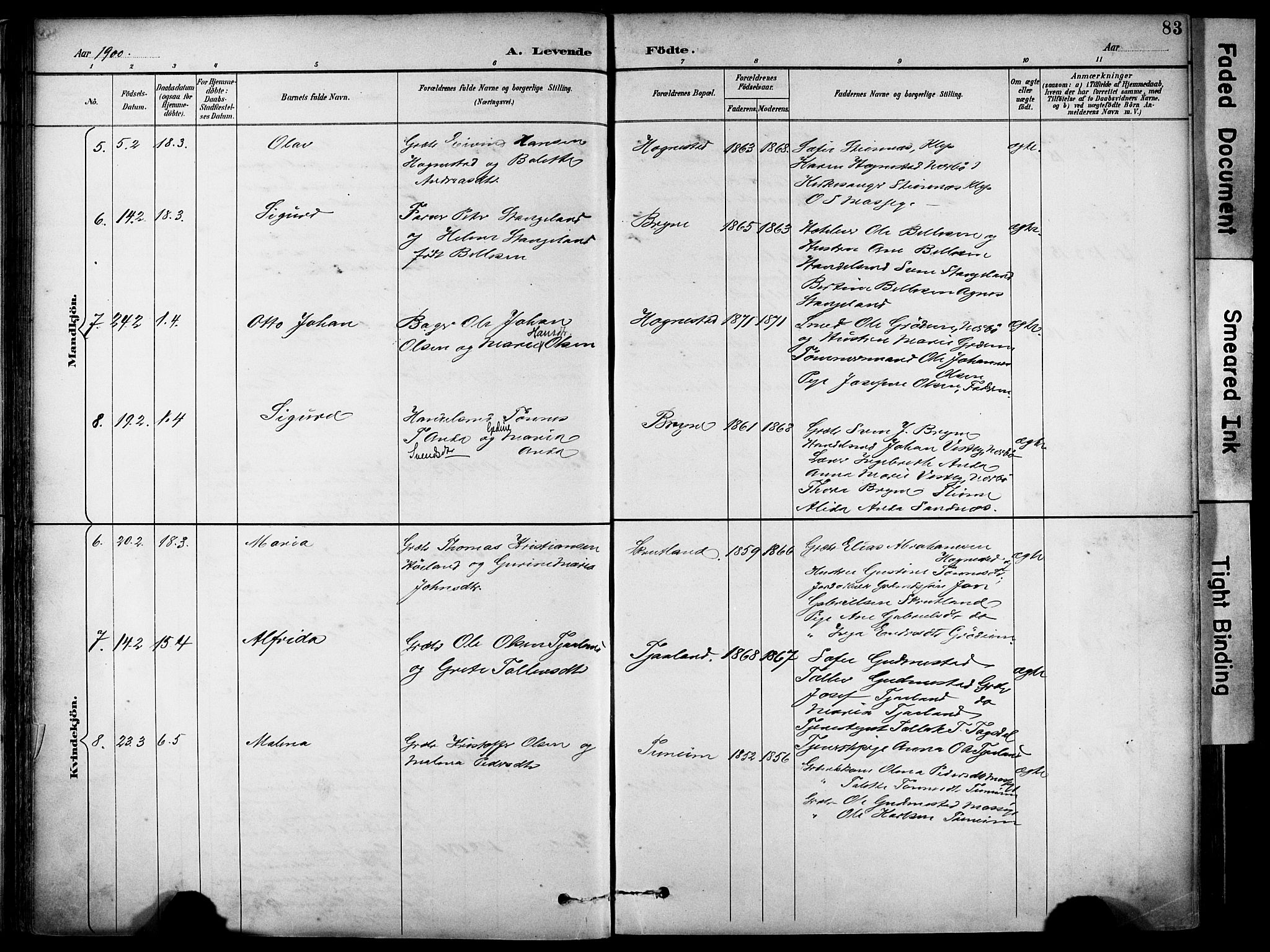 Lye sokneprestkontor, AV/SAST-A-101794/001/30BA/L0011: Parish register (official) no. A 9, 1893-1903, p. 83