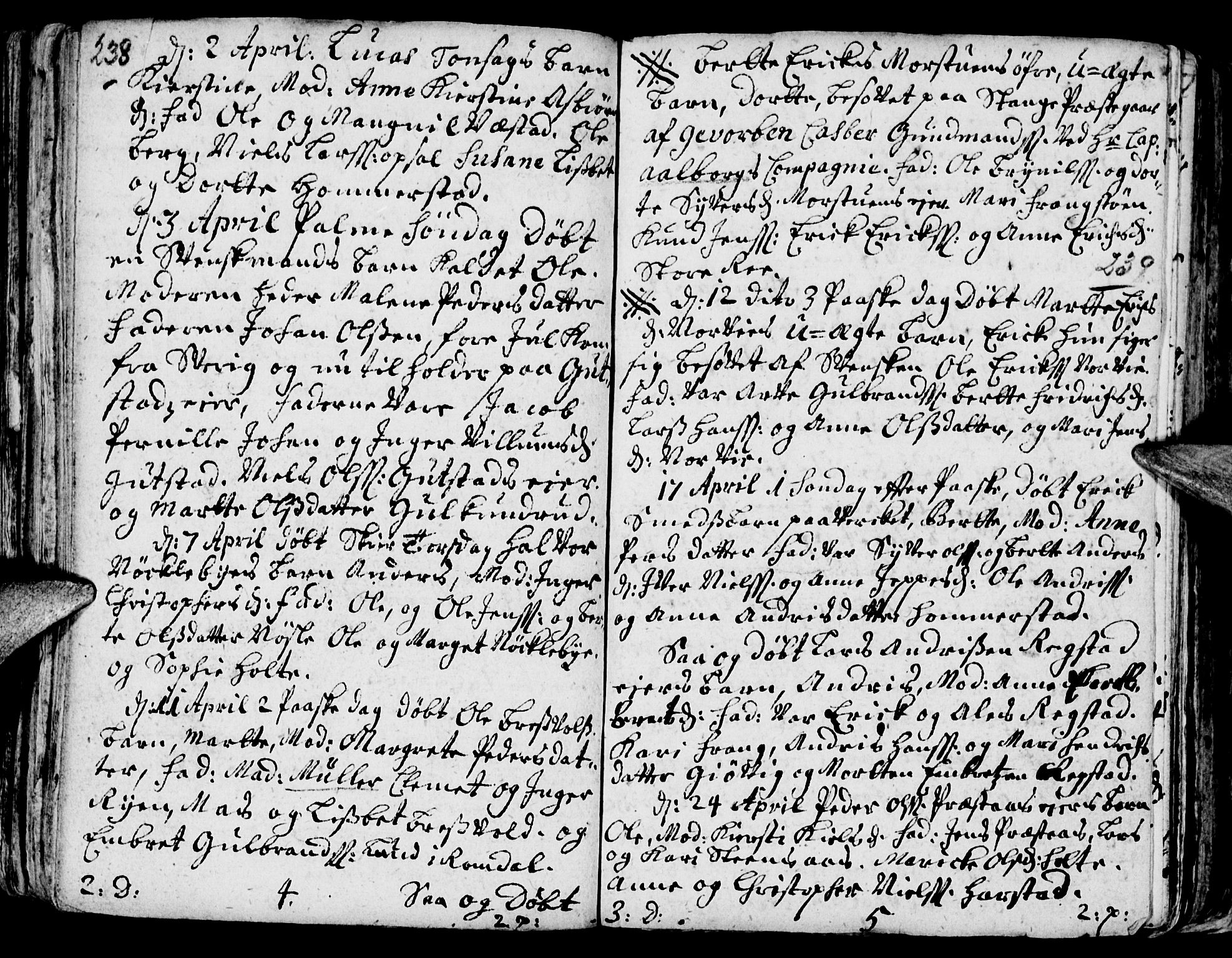 Stange prestekontor, AV/SAH-PREST-002/K/L0002: Parish register (official) no. 2, 1724-1740, p. 238-239