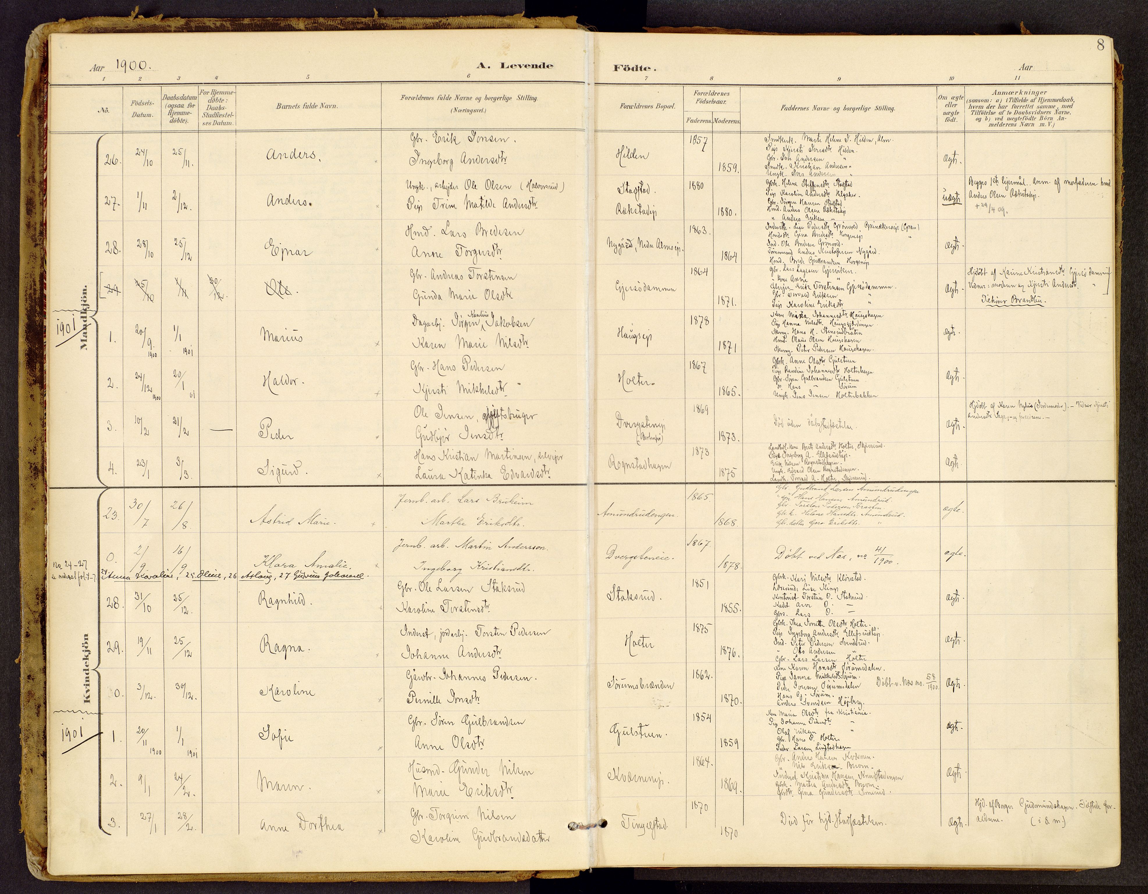 Brandbu prestekontor, SAH/PREST-114/H/Ha/Haa/L0002: Parish register (official) no. 2, 1899-1914, p. 8