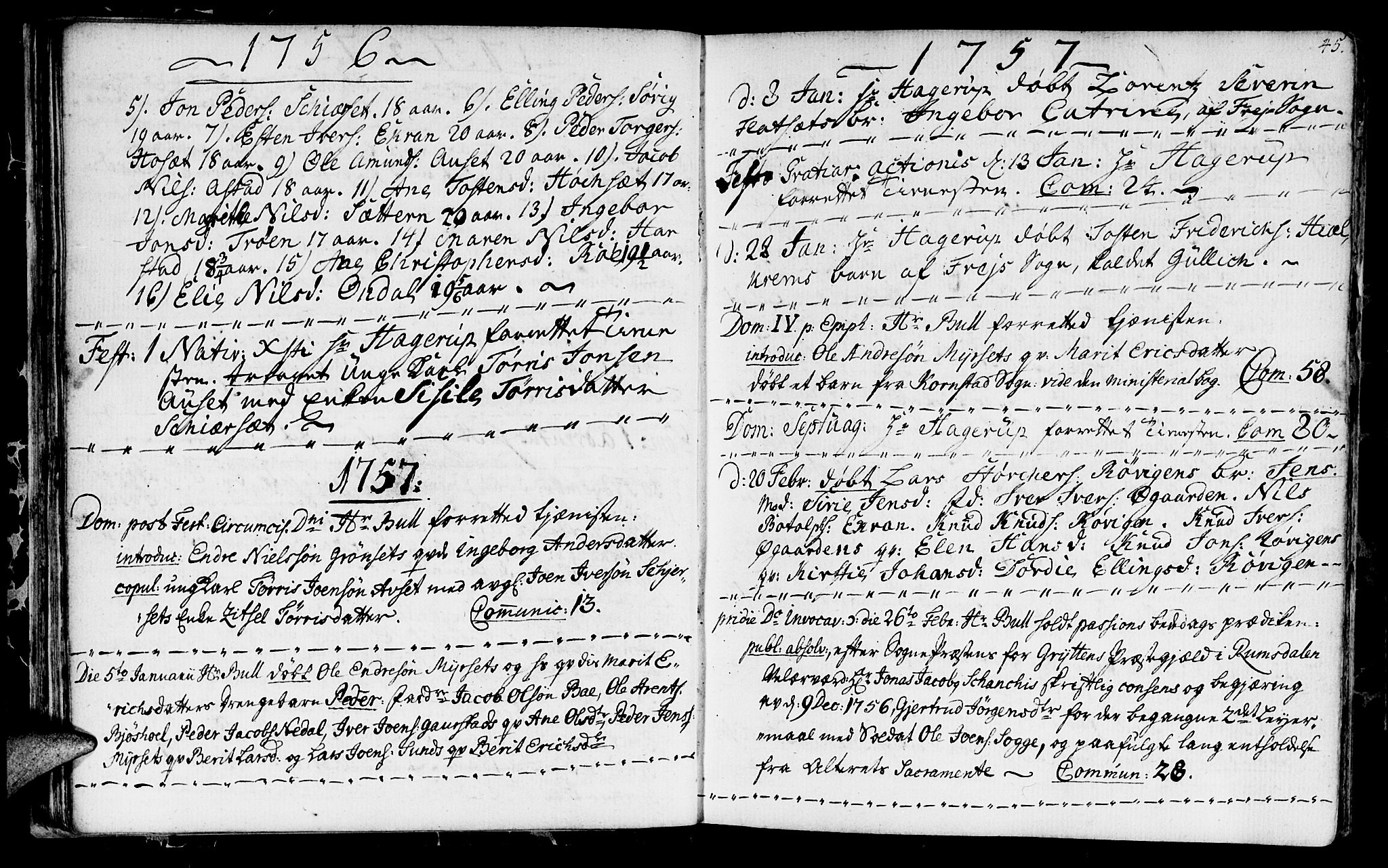 Ministerialprotokoller, klokkerbøker og fødselsregistre - Møre og Romsdal, SAT/A-1454/568/L0798: Parish register (official) no. 568A07, 1753-1780, p. 44-45