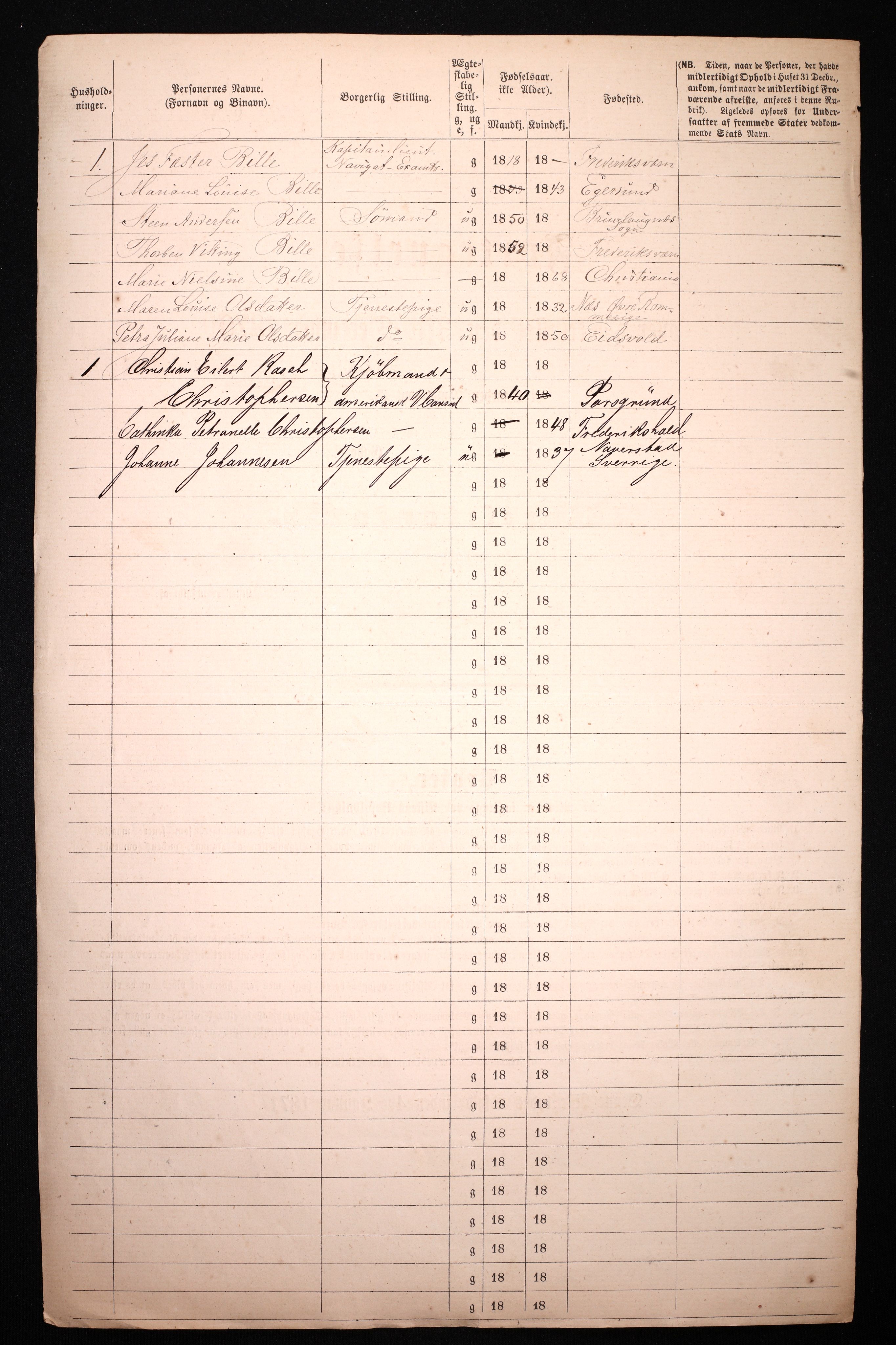 RA, 1870 census for 0301 Kristiania, 1870, p. 1233