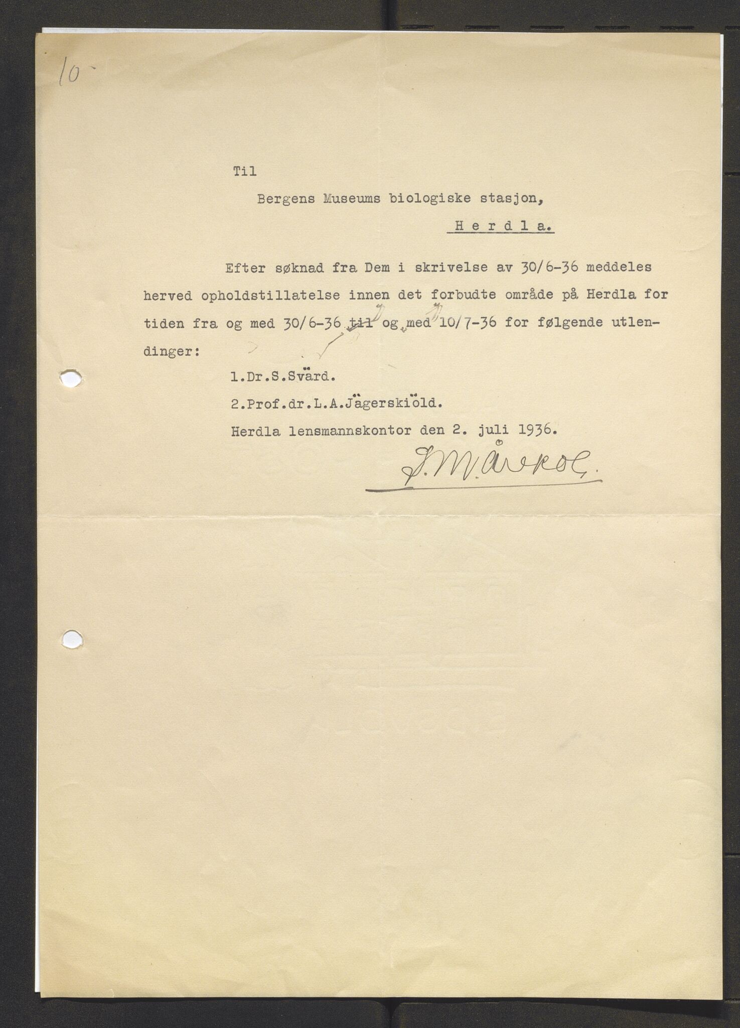 Bergens Museum, AV/SAB-A-17301/13/D/L0002: Korrespondanse , 1928-1940, p. 317