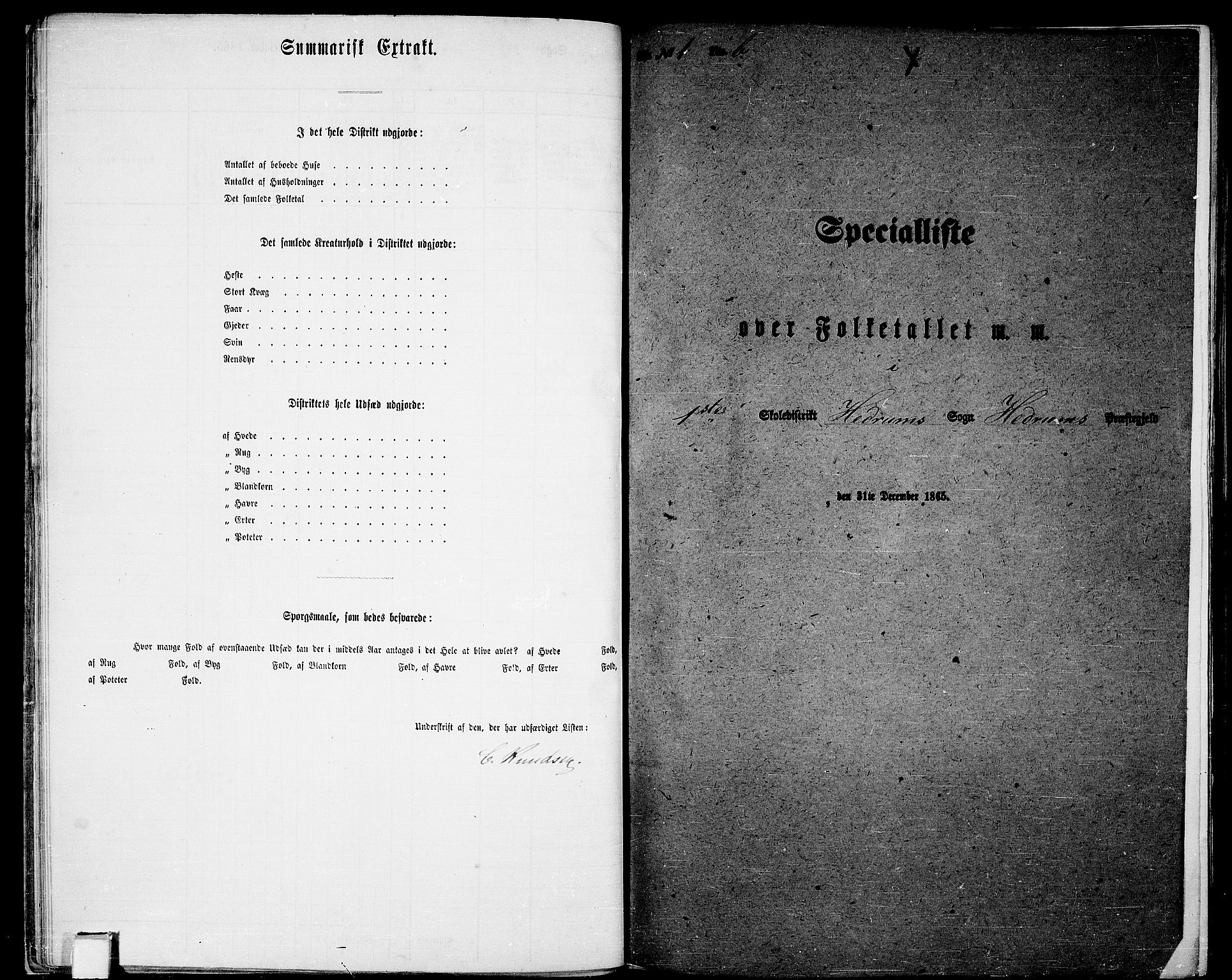 RA, 1865 census for Hedrum, 1865, p. 26