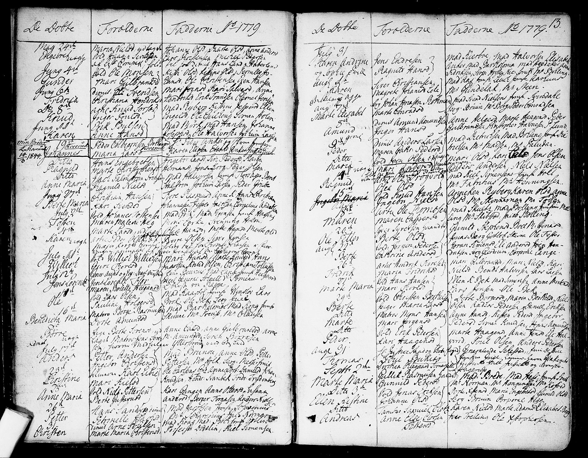 Garnisonsmenigheten Kirkebøker, AV/SAO-A-10846/F/Fa/L0003: Parish register (official) no. 3, 1777-1809, p. 13