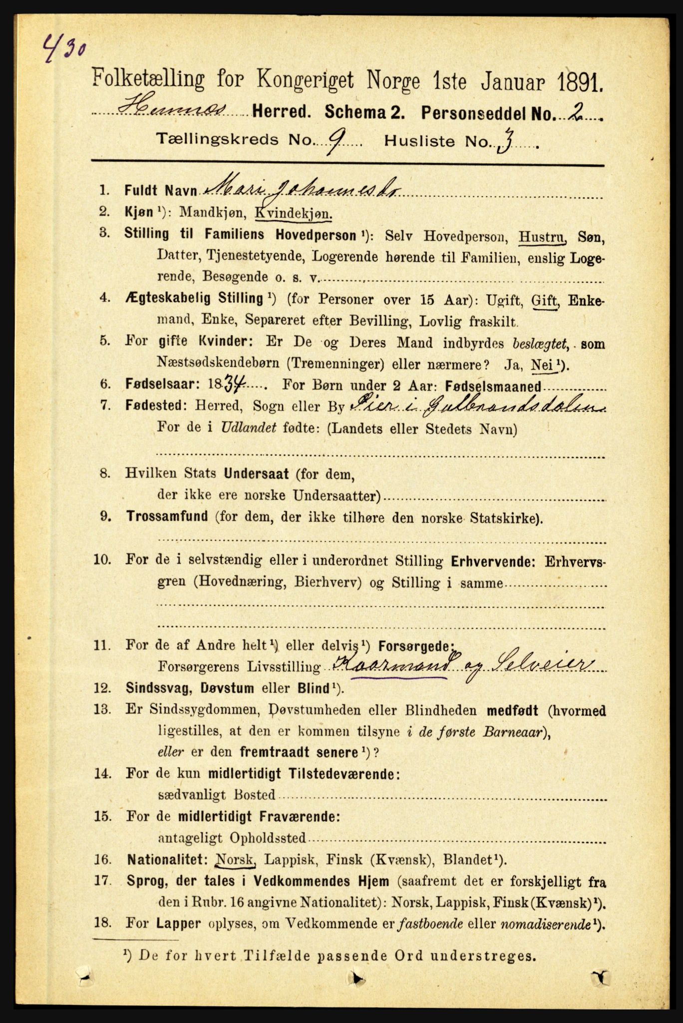 RA, 1891 census for 1832 Hemnes, 1891, p. 4326