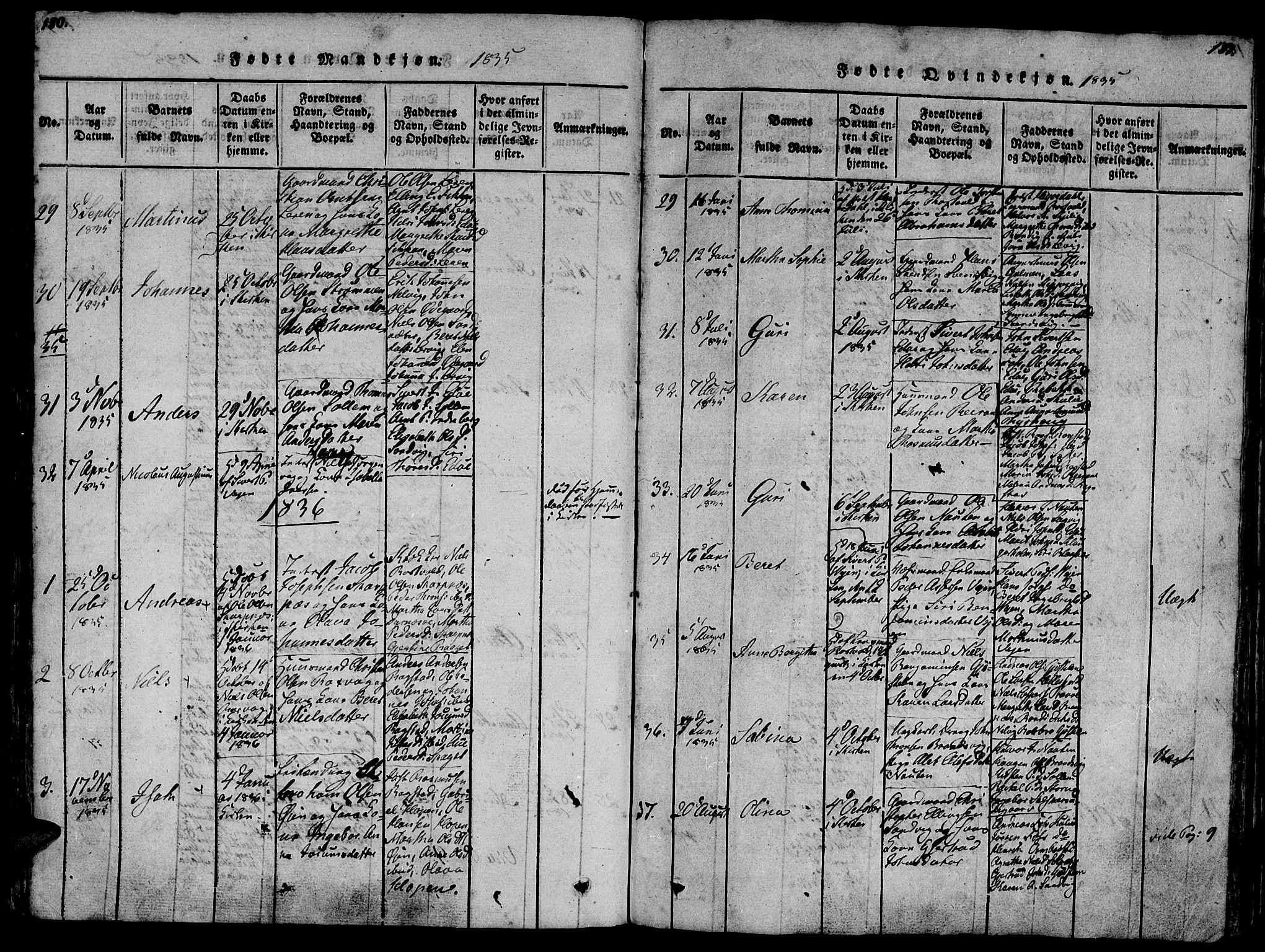 Ministerialprotokoller, klokkerbøker og fødselsregistre - Møre og Romsdal, SAT/A-1454/581/L0933: Parish register (official) no. 581A03 /1, 1819-1836, p. 180-181