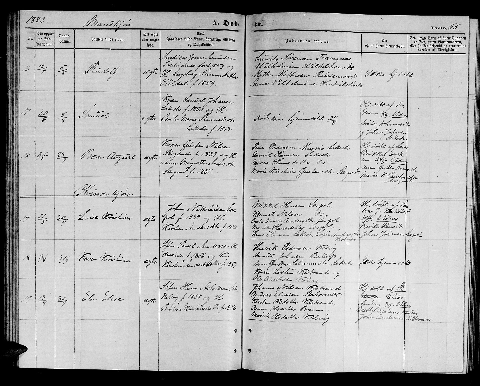 Kistrand/Porsanger sokneprestembete, AV/SATØ-S-1351/H/Hb/L0003.klokk: Parish register (copy) no. 3, 1874-1885, p. 65