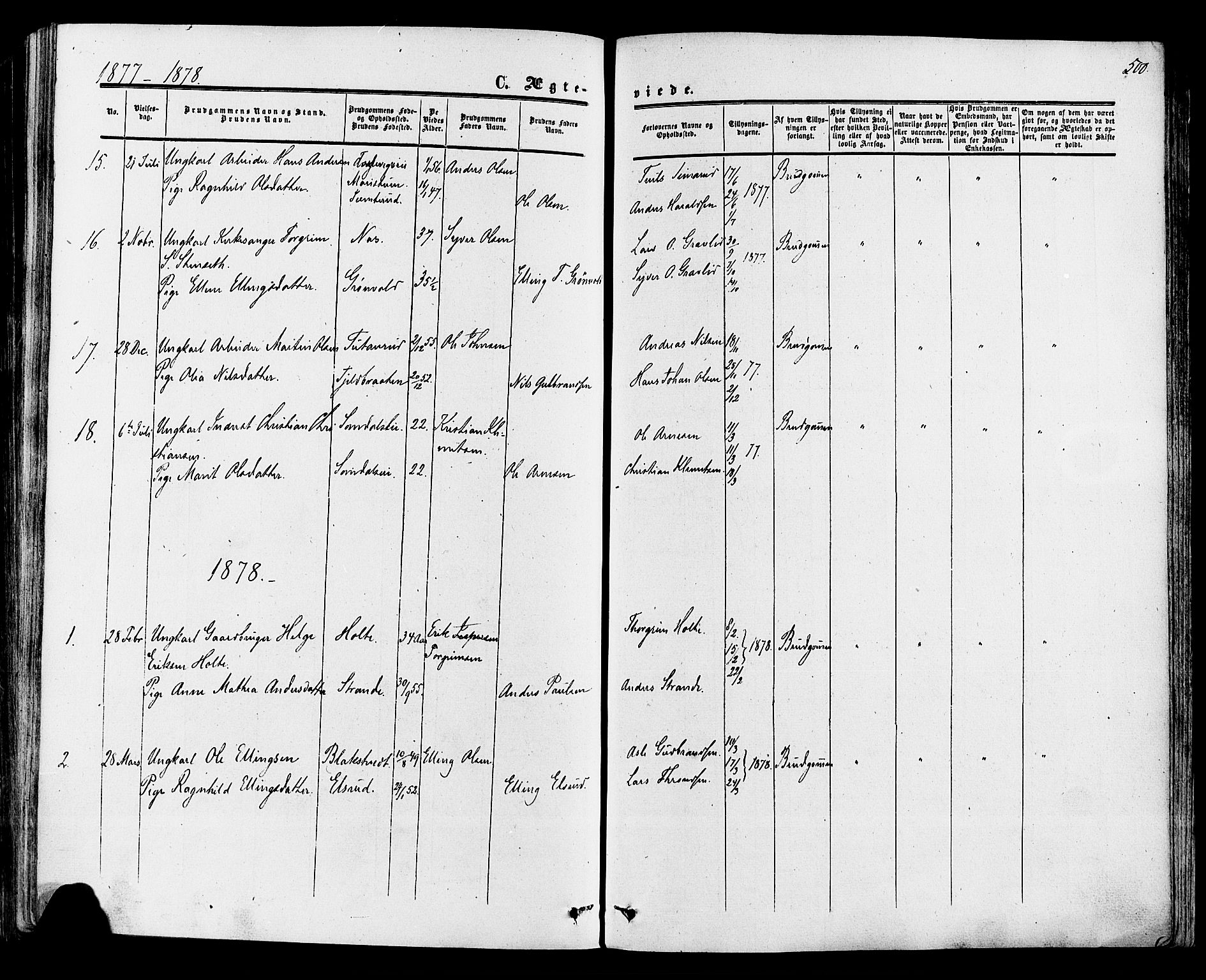 Ådal kirkebøker, SAKO/A-248/F/Fa/L0001: Parish register (official) no. I 1, 1857-1883, p. 500