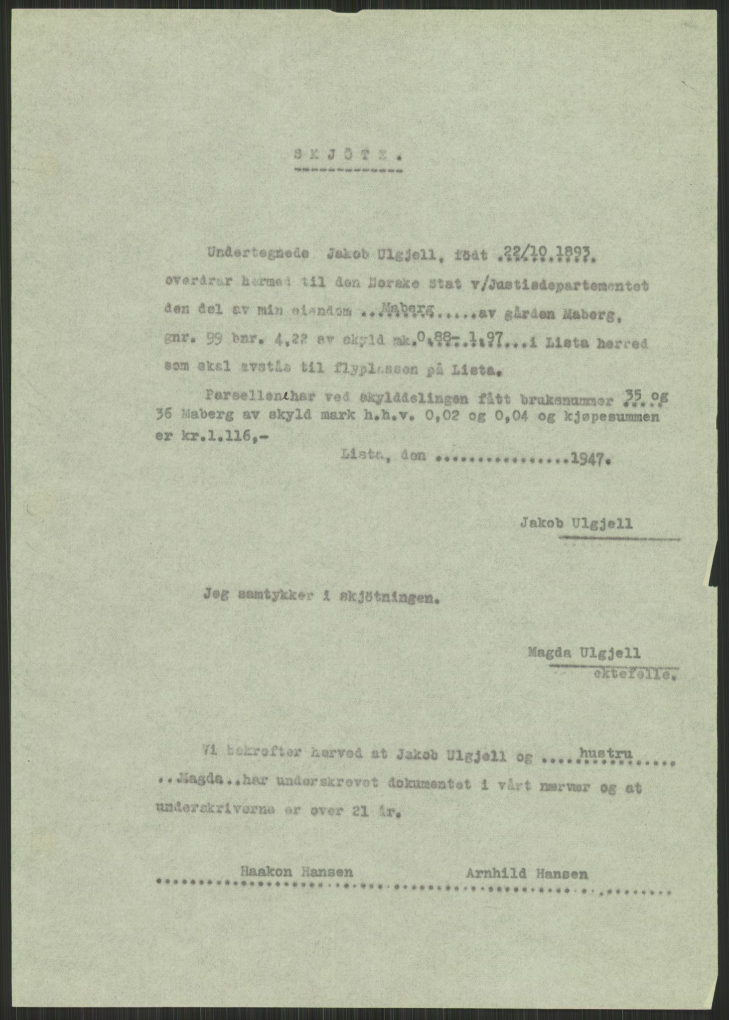 Forsvarsdepartementet, 10. kontor / Oppgjørskontoret, AV/RA-RAFA-1225/D/Db/L0182: Lista oppgjørskontor, 1942-1950, p. 41