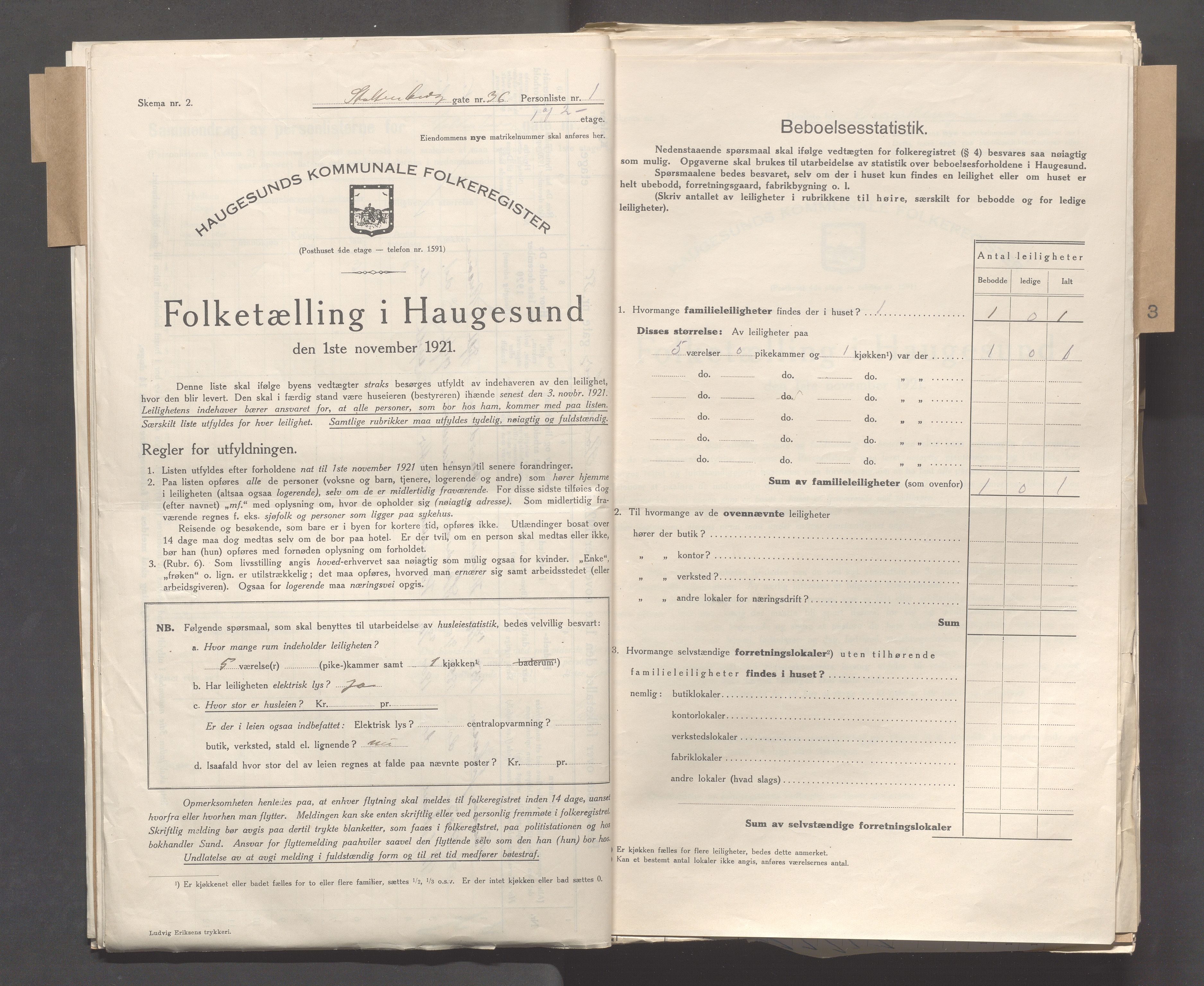 IKAR, Local census 1.11.1921 for Haugesund, 1921, p. 7057