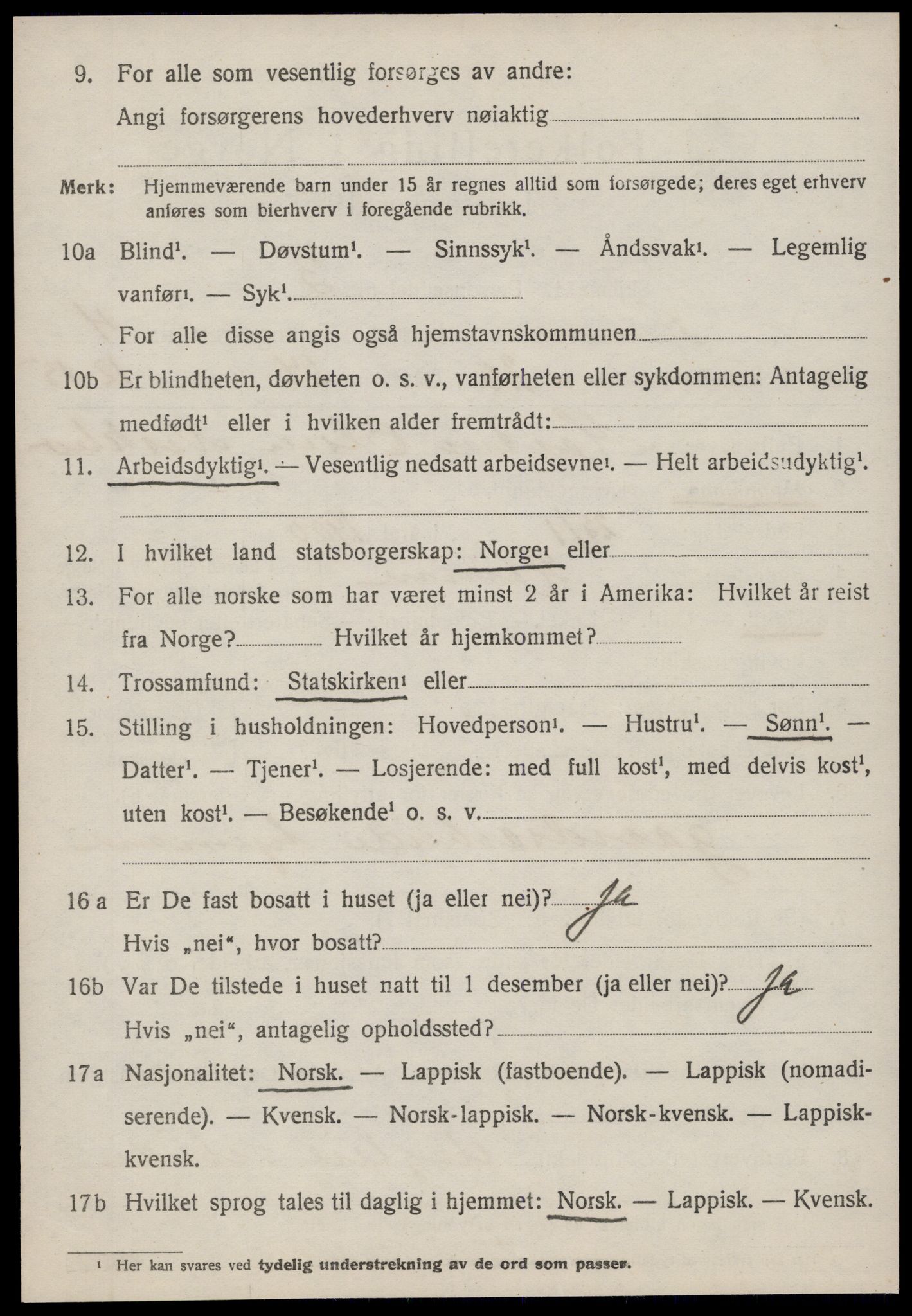 SAT, 1920 census for Hemne, 1920, p. 3093