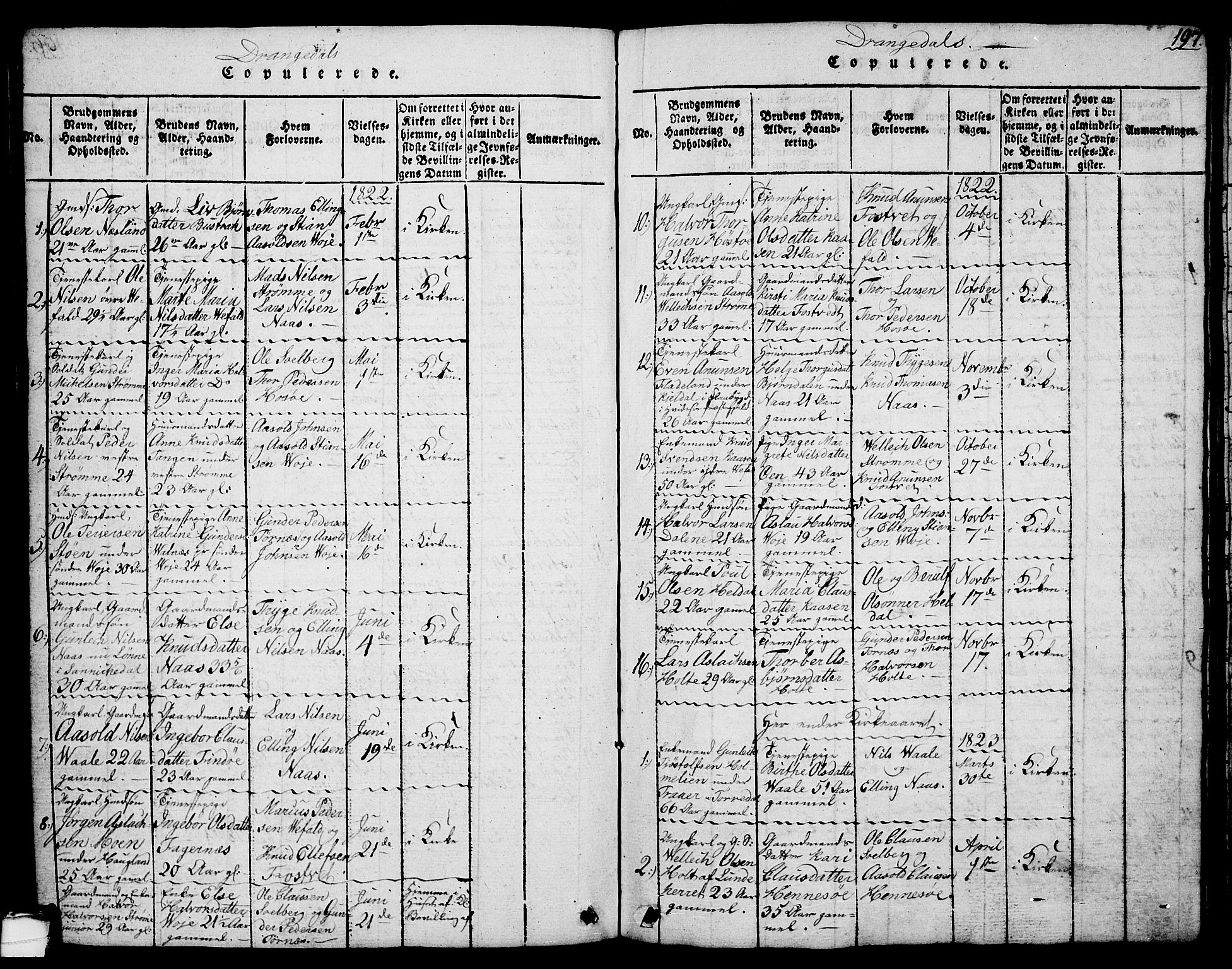 Drangedal kirkebøker, AV/SAKO-A-258/G/Ga/L0001: Parish register (copy) no. I 1 /1, 1814-1856, p. 197