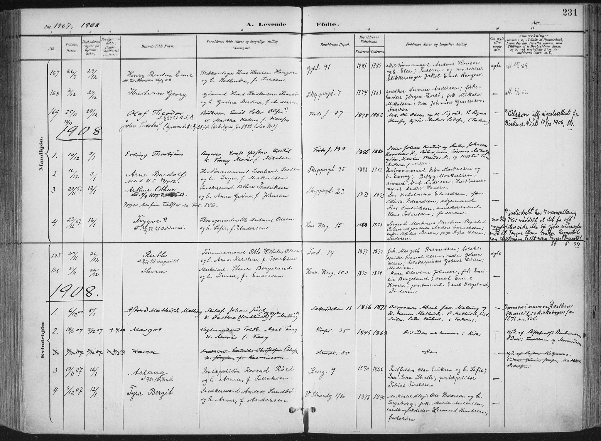 Kristiansand domprosti, AV/SAK-1112-0006/F/Fa/L0021: Parish register (official) no. A 20, 1898-1908, p. 231